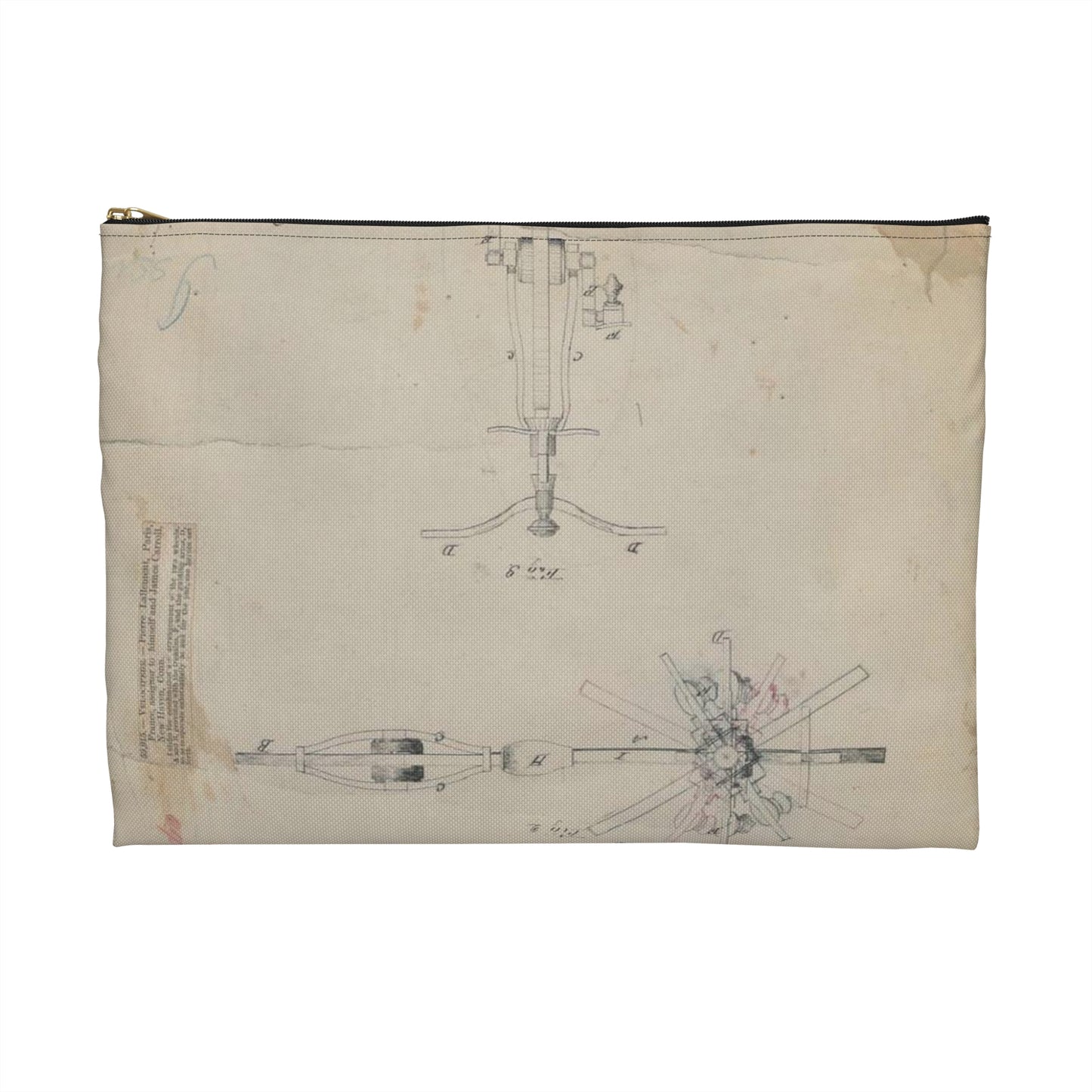 Patent drawing - for Pierre Lallement's Improvement in Velocipedes Public domain image Large Organizer Pouch with Black Zipper