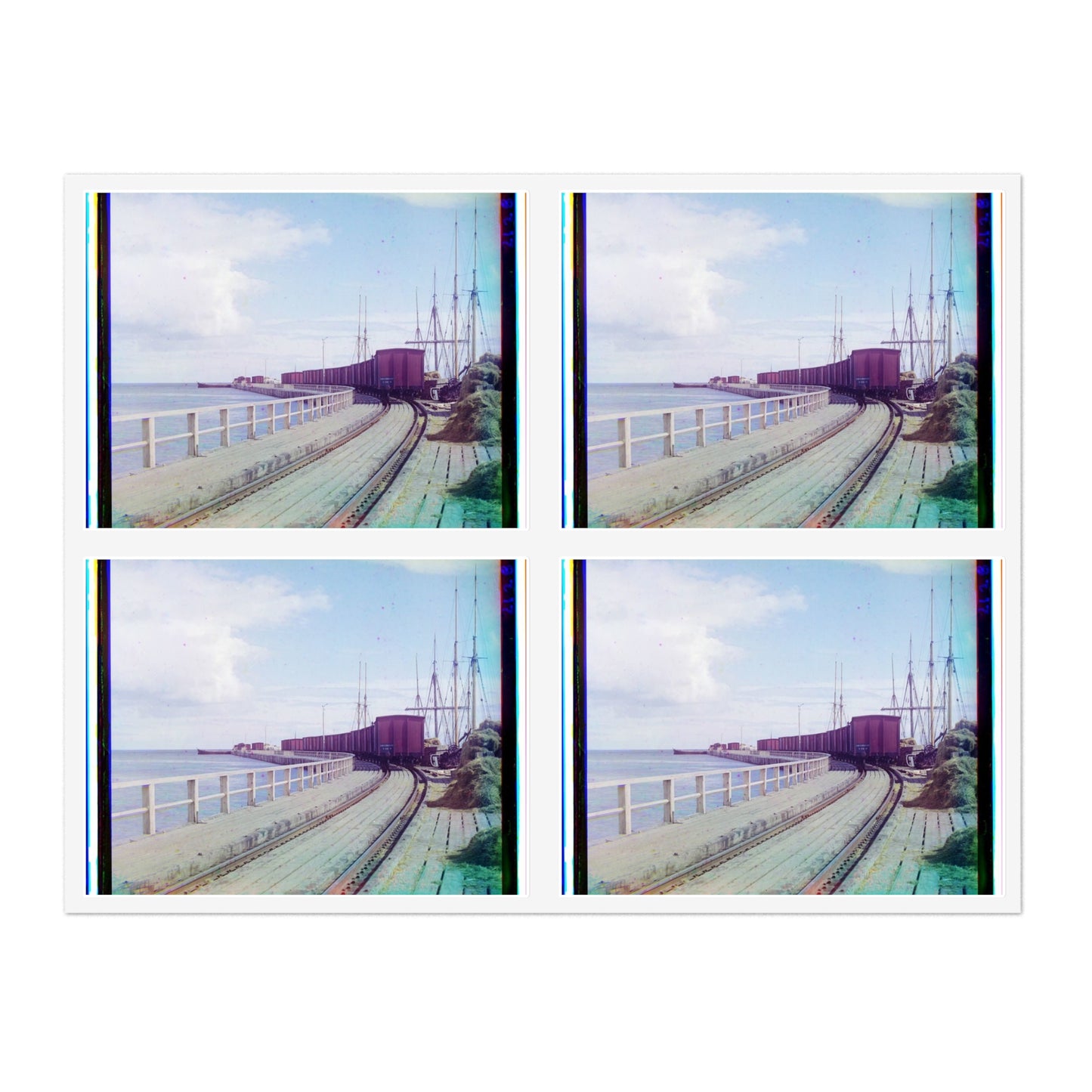 Sorochya Bay. Railroad dam in the Soroka inlet. Arkhangelsk Province, Russia. Laminated UV Protective Vinyl Stickers