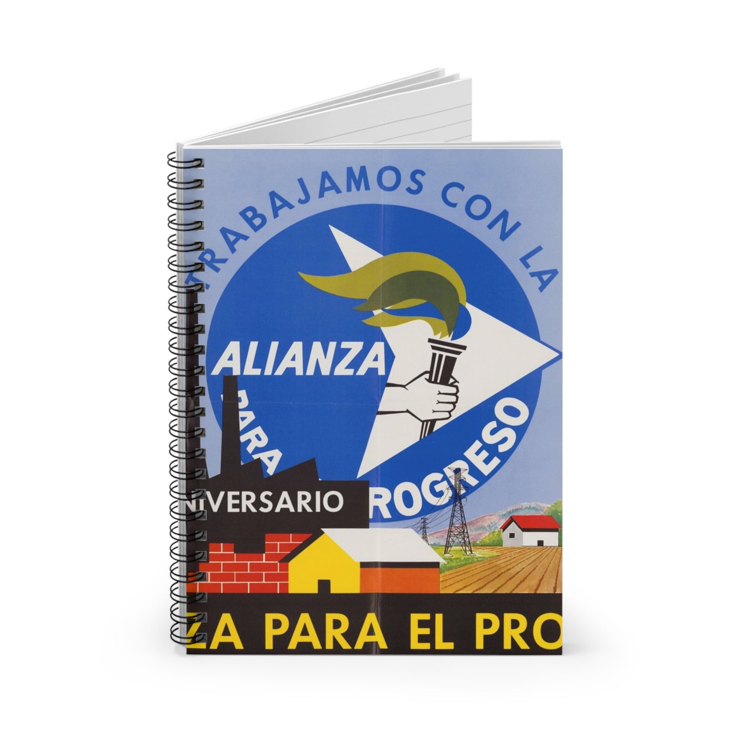 Alliance Posters, Cold War American Propaganda poster Spiral Bound Ruled Notebook with Printed Cover