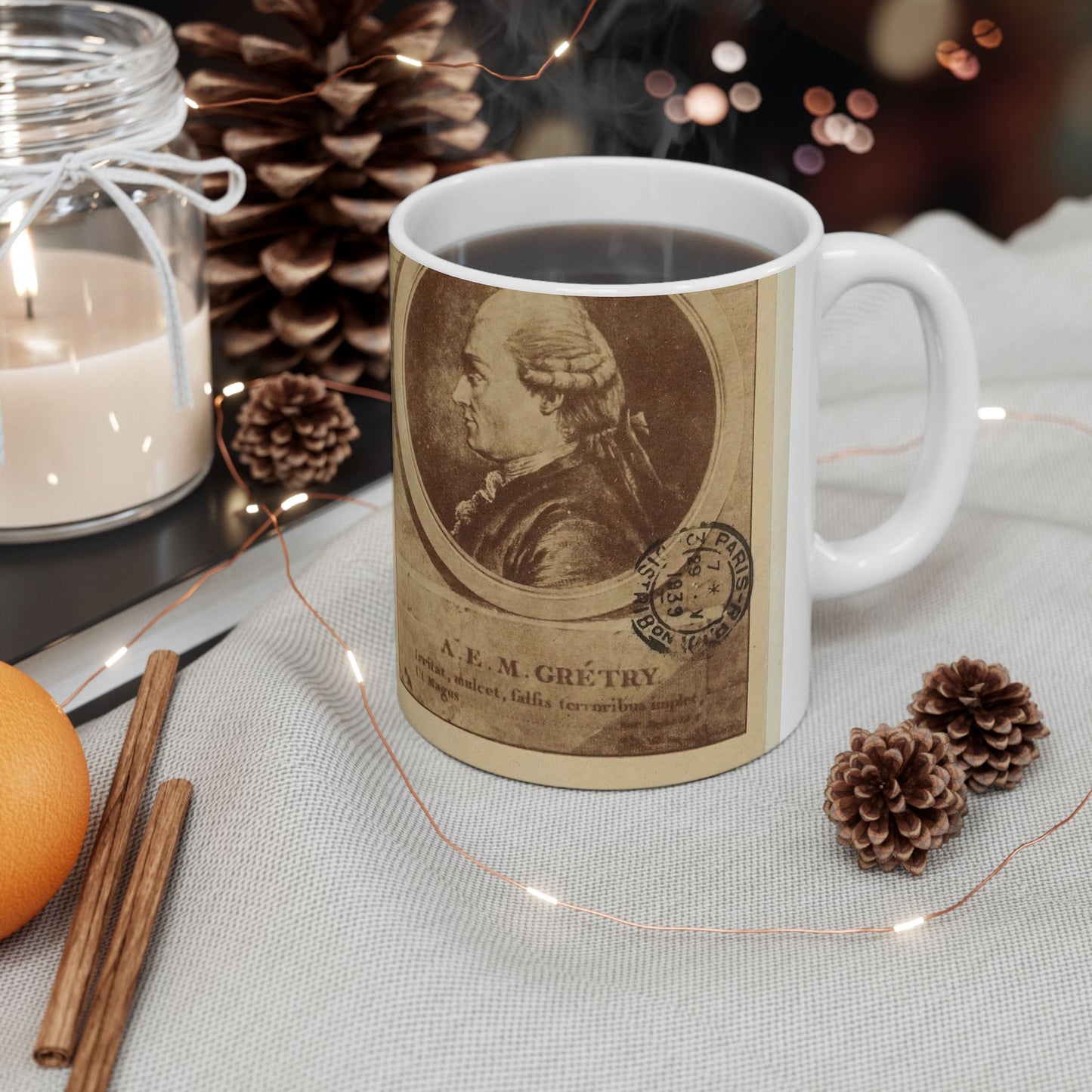 André Modeste Grétry 1741-1813 - Engraving, Public domain image Beautiful Novelty Ceramic Coffee Mug 11oz