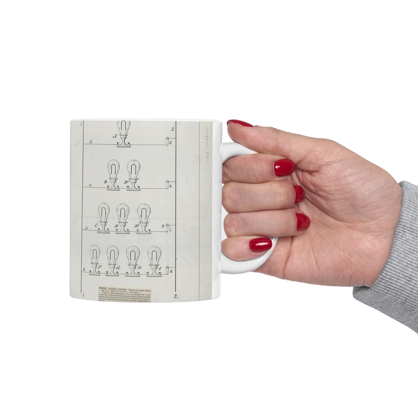 Patent drawing - for T. A. Edison's Electric Lighting Public domain image Beautiful Novelty Ceramic Coffee Mug 11oz