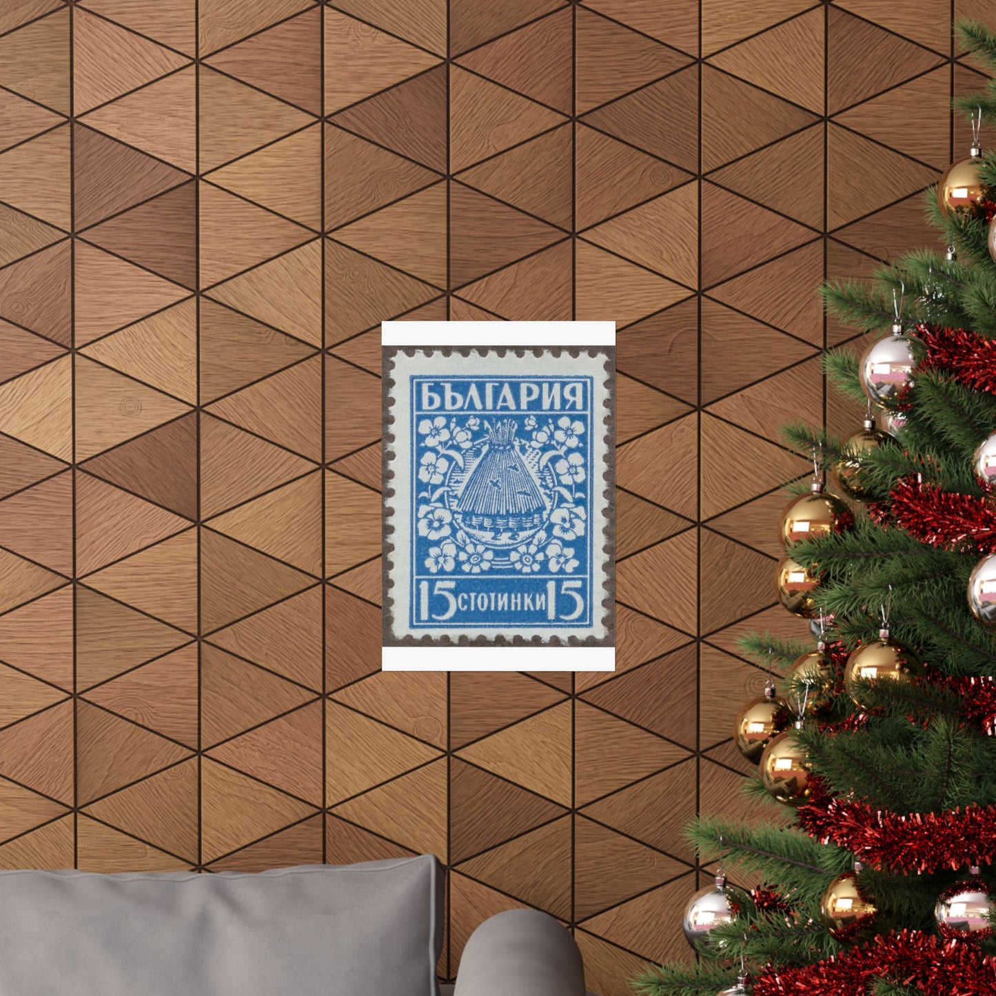 Frimärke ur Gösta Bodmans filatelistiska motivsamling, påbörjad 1950.Frimärke från Bulgarien, 1940. Motiv av bikupa. "Lanbrukspropaganda". High Quality Matte Wall Art Poster for Home, Office, Classroom