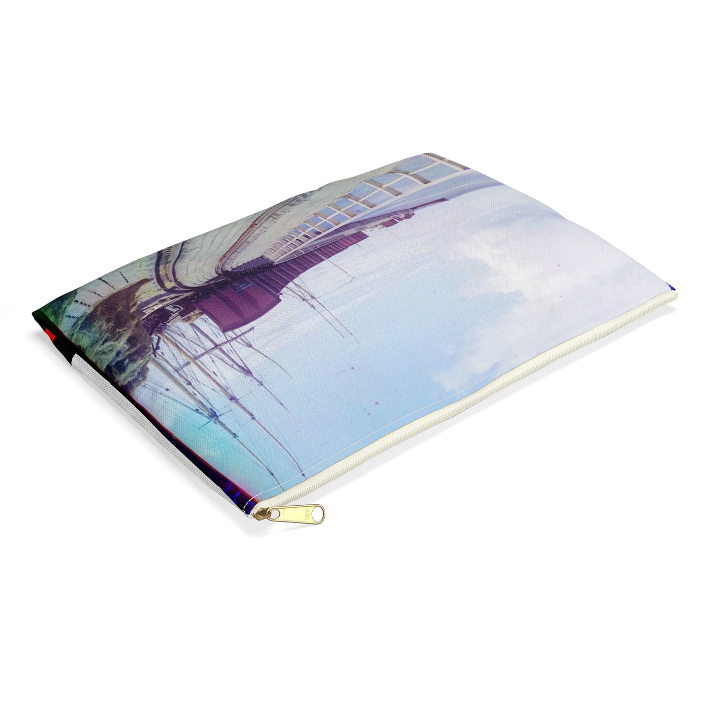 Sorochya Bay. Railroad dam in the Soroka inlet. Arkhangelsk Province, Russia. Large Organizer Pouch with Black Zipper