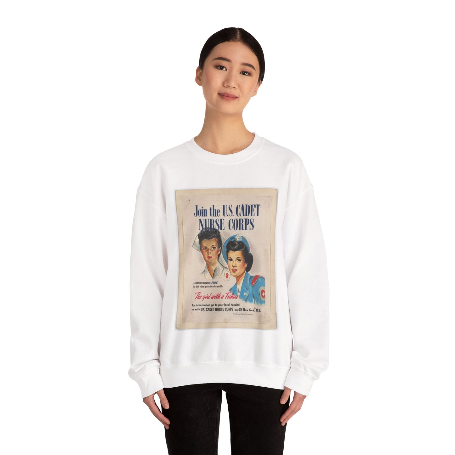 Join the U.S. Cadet Nurse Corps White Heavy Blend Adult Crew Neck SweatShirt