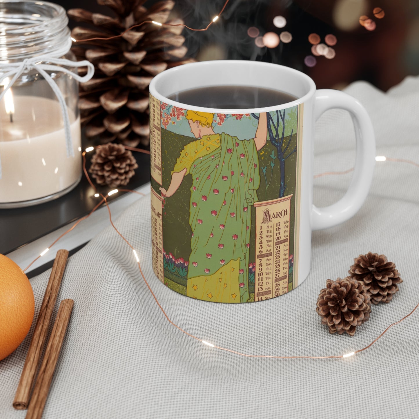 Louis Rhead - January, February, March Beautiful Novelty Ceramic Coffee Mug 11oz