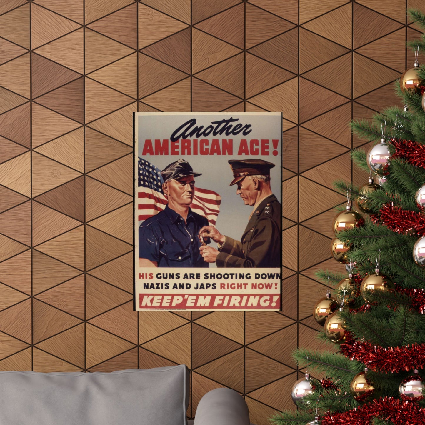 Another American ace^ His guns are shooting down Nazis and Japs right now^ Keep `em firing^ - NARA - 534905 High Quality Matte Wall Art Poster for Home, Office, Classroom