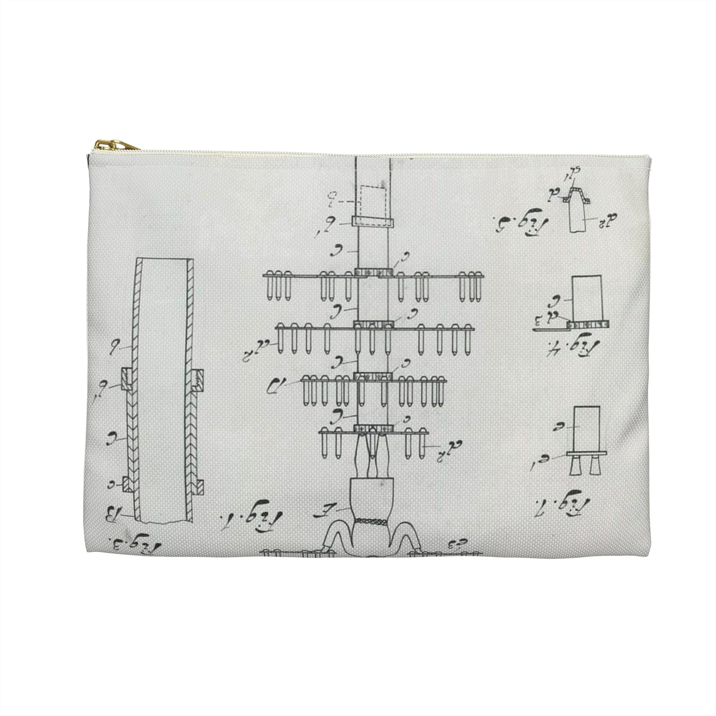 Patent drawing - for J. A. Earl's Candle Holder and Dish for Birthday Cakes Public domain image Large Organizer Pouch with Black Zipper