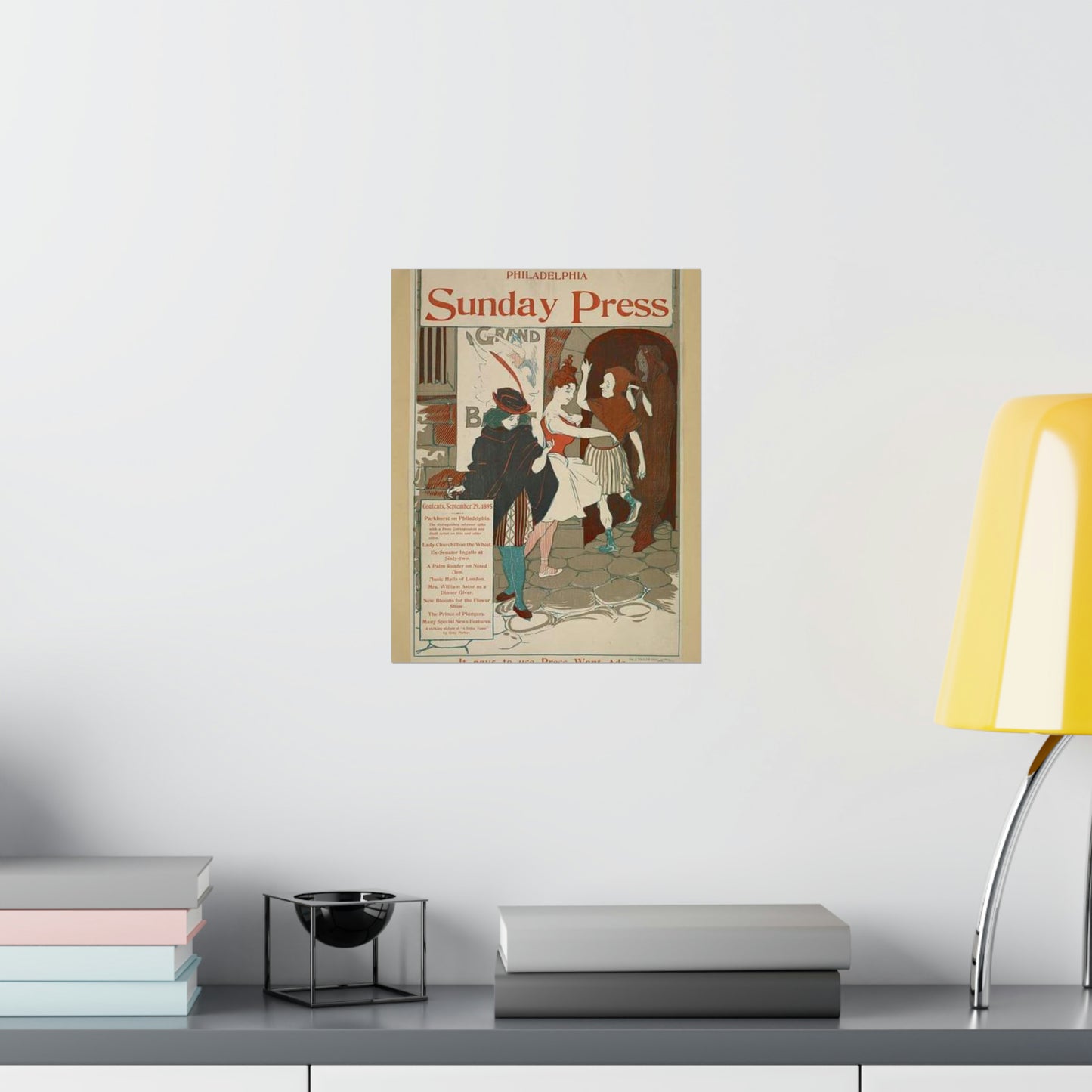 Philadelphia Sunday press. September 29, 1895. High Quality Matte Wall Art Poster for Home, Office, Classroom