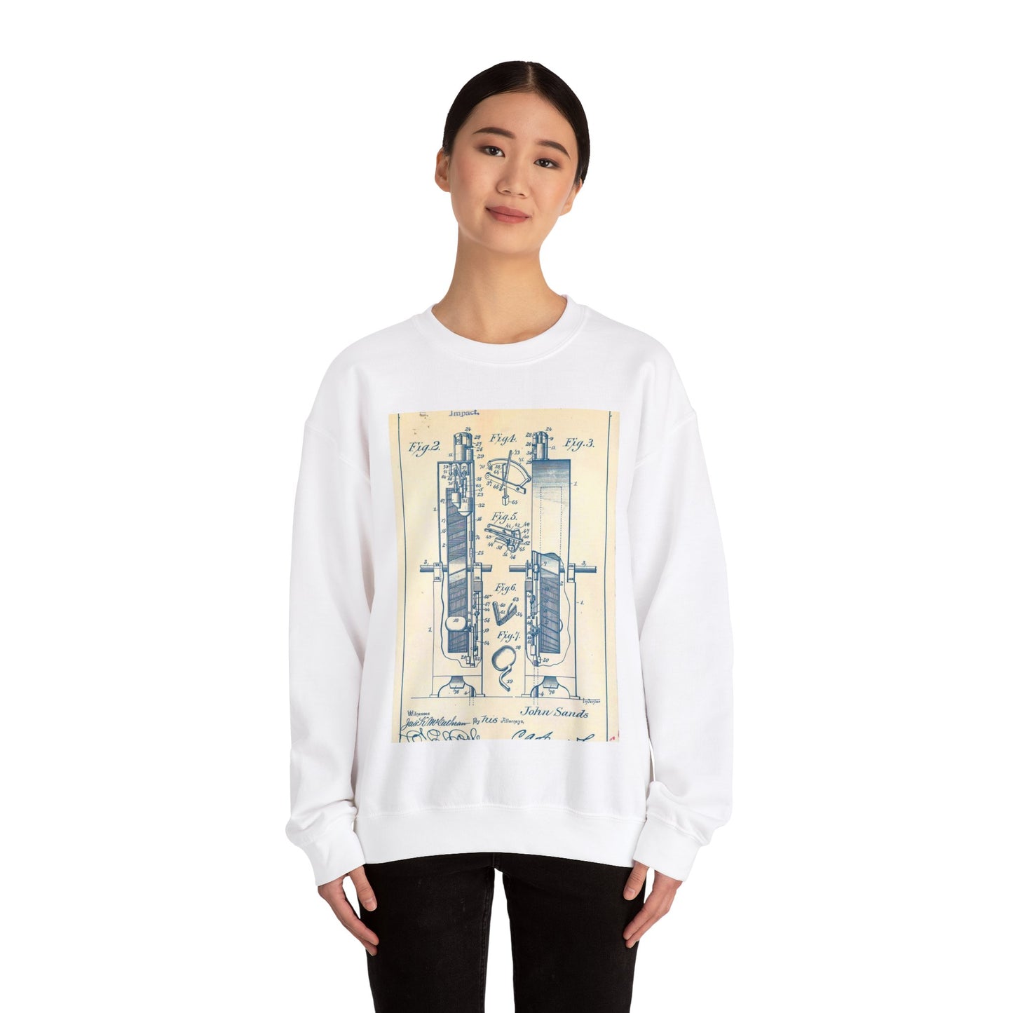 Patent Case File No. 659,901, Water Motor, Inventor- John Sands - DPLA - 6149326a69184505e4a8f617df084dcd (page 49) White Heavy Blend Adult Crew Neck SweatShirt