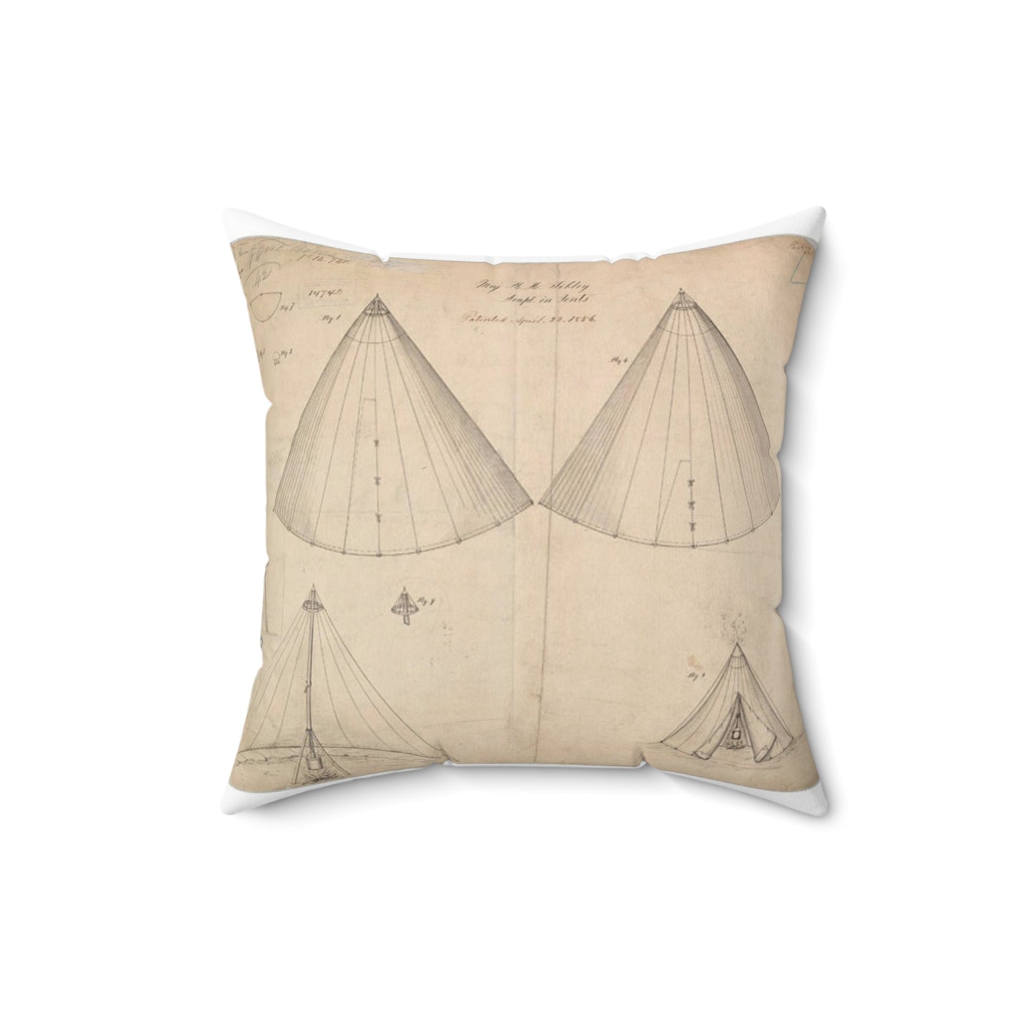 Patent drawing - Drawing of Improvement in Tents Public domain image Decorative Accent Square Pillow