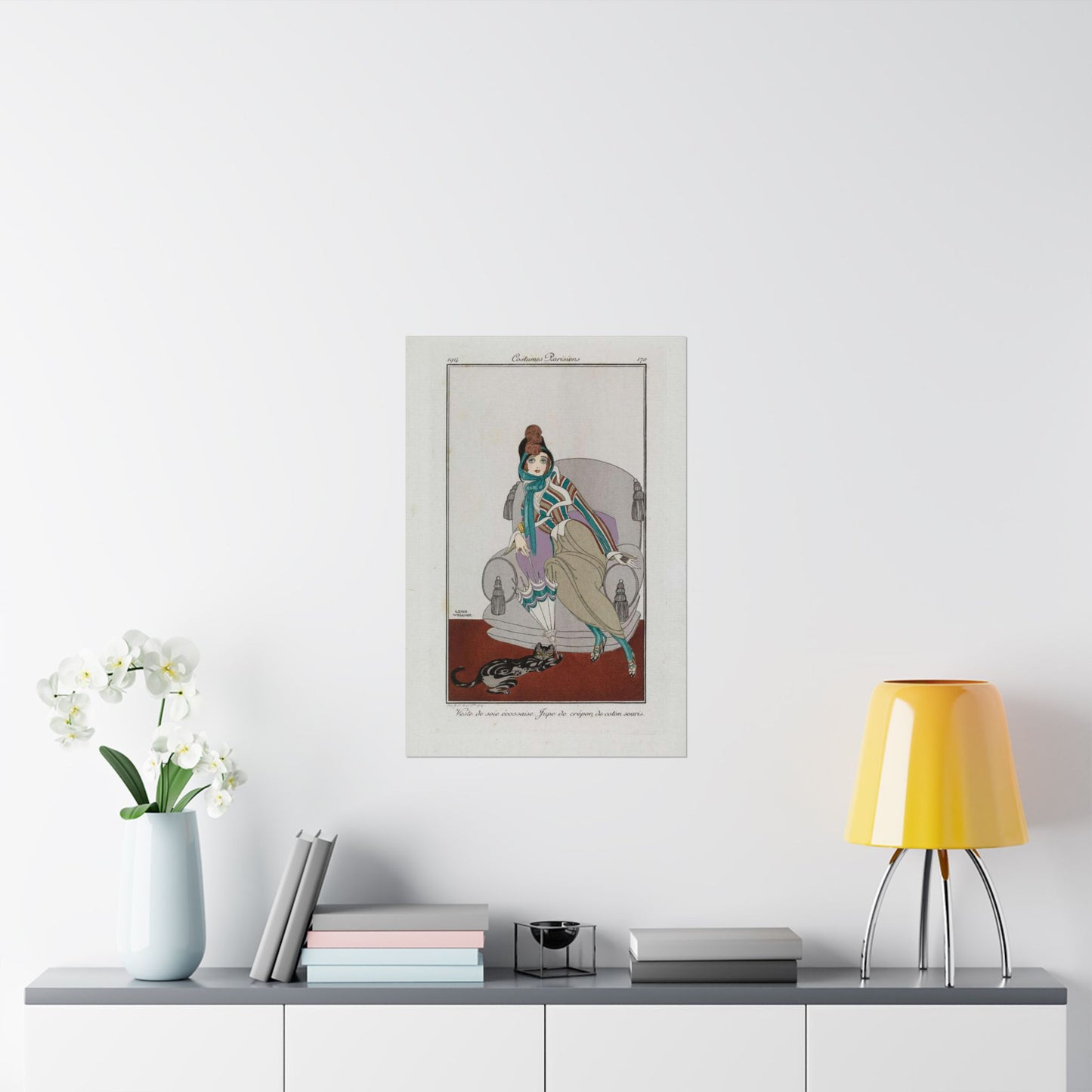 Jacket and skirt (Veste de soie écossaise. Jupe de crépon de coton souris) (CBL WEp 0946) High Quality Matte Wall Art Poster for Home, Office, Classroom