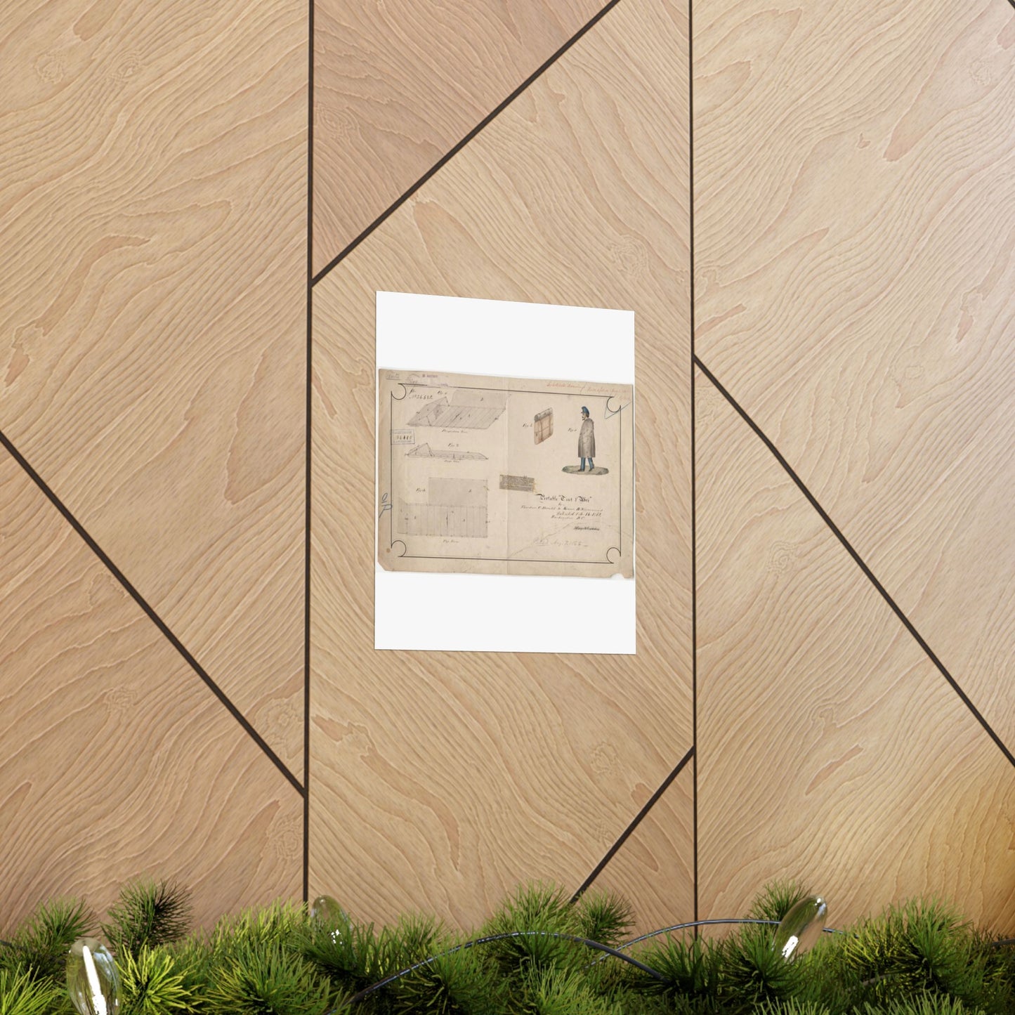 Patent drawing - Drawing of Portable Tent and Abri Public domain image High Quality Matte Wall Art Poster for Home, Office, Classroom