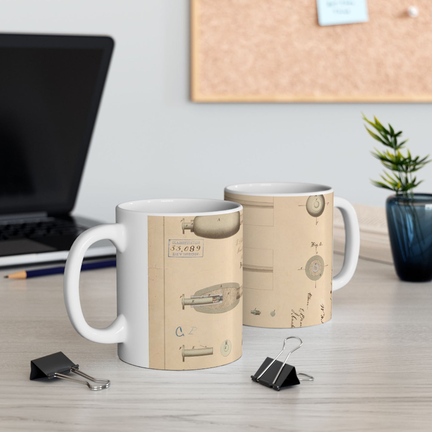 Patent Drawing of Engine - Drawing of Hand Grenade Public domain image Beautiful Novelty Ceramic Coffee Mug 11oz