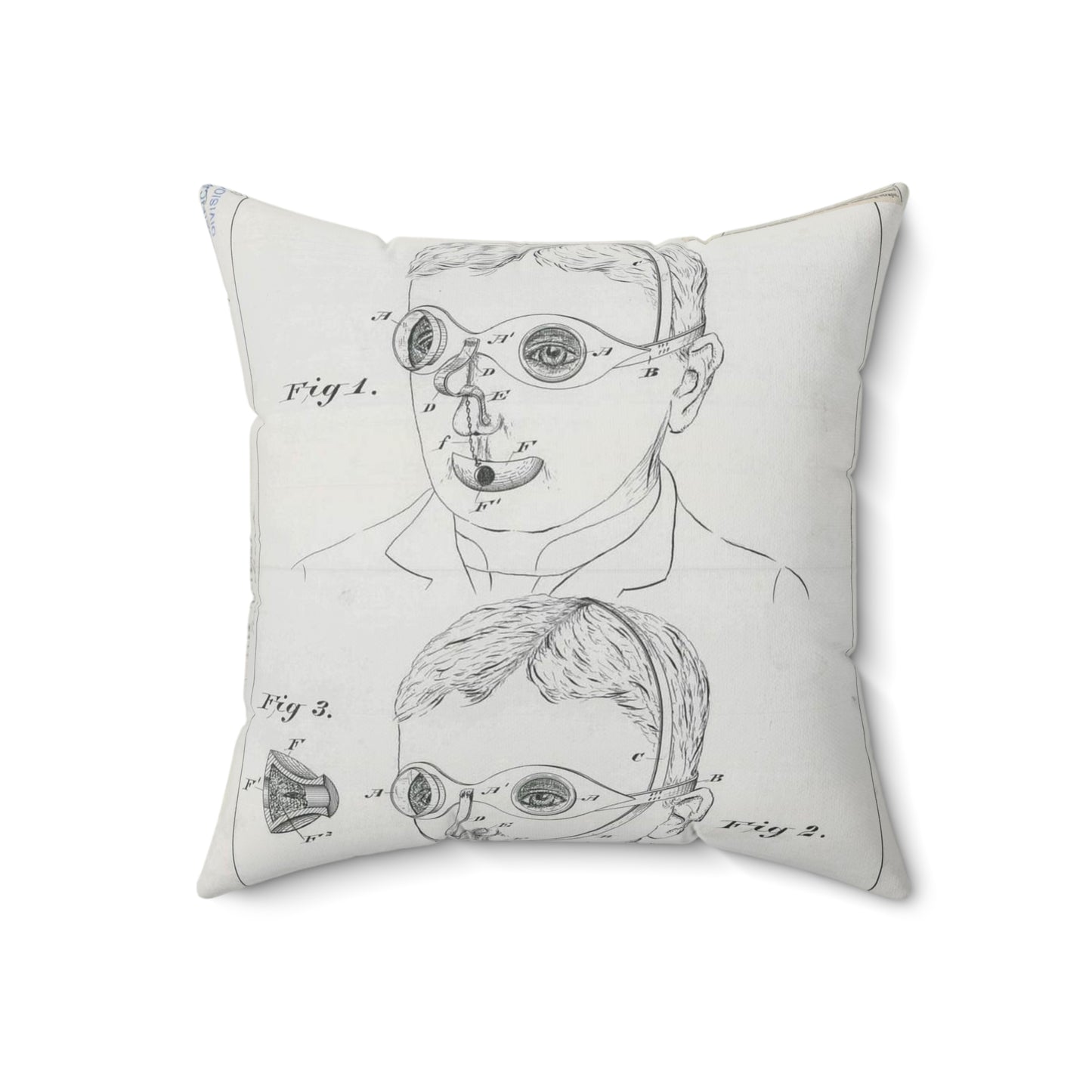 Patent drawing - for C. McIntosh's Fire Mask Public domain image Decorative Accent Square Pillow