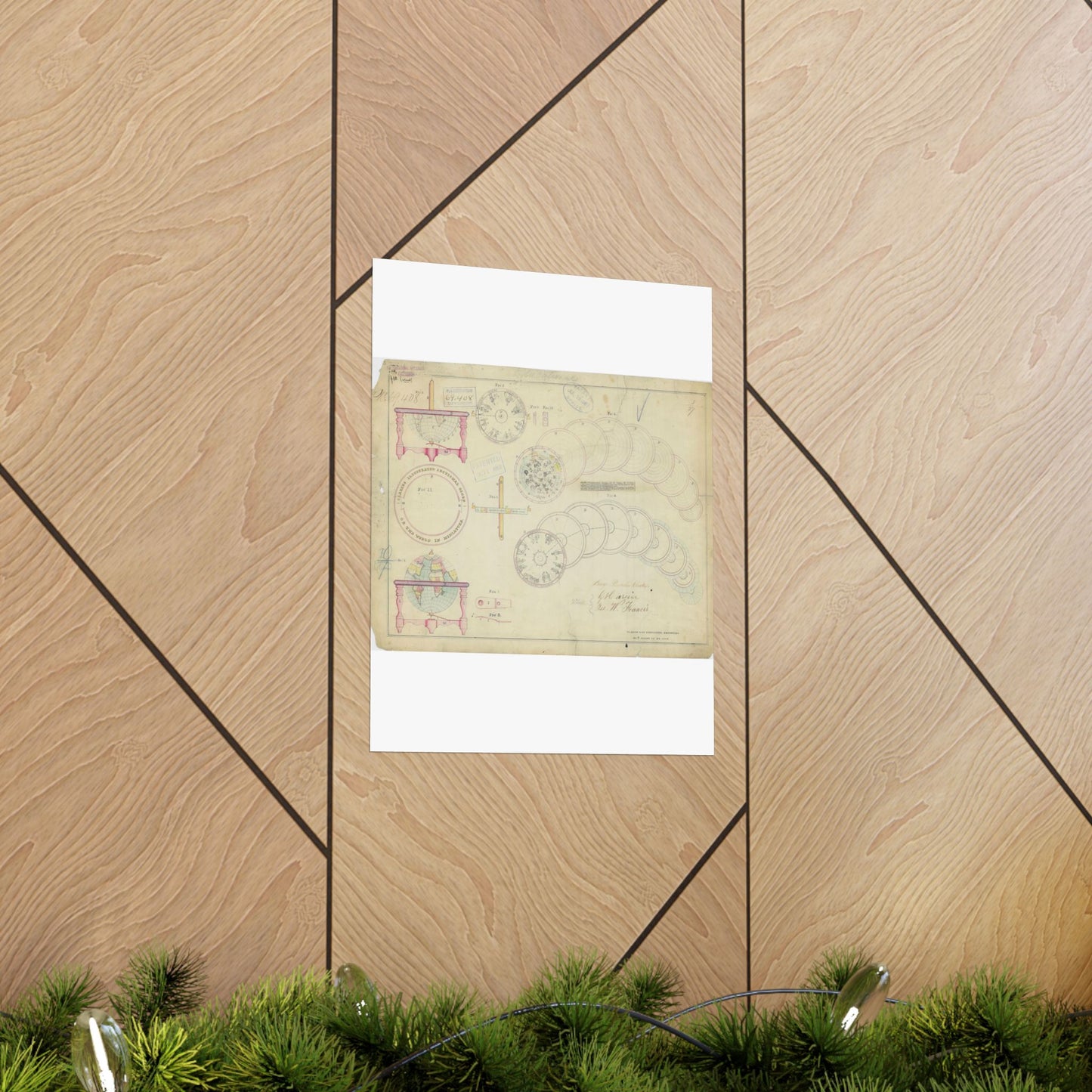 Patent drawing - Drawing of a Terrestrial Globe Public domain image High Quality Matte Wall Art Poster for Home, Office, Classroom