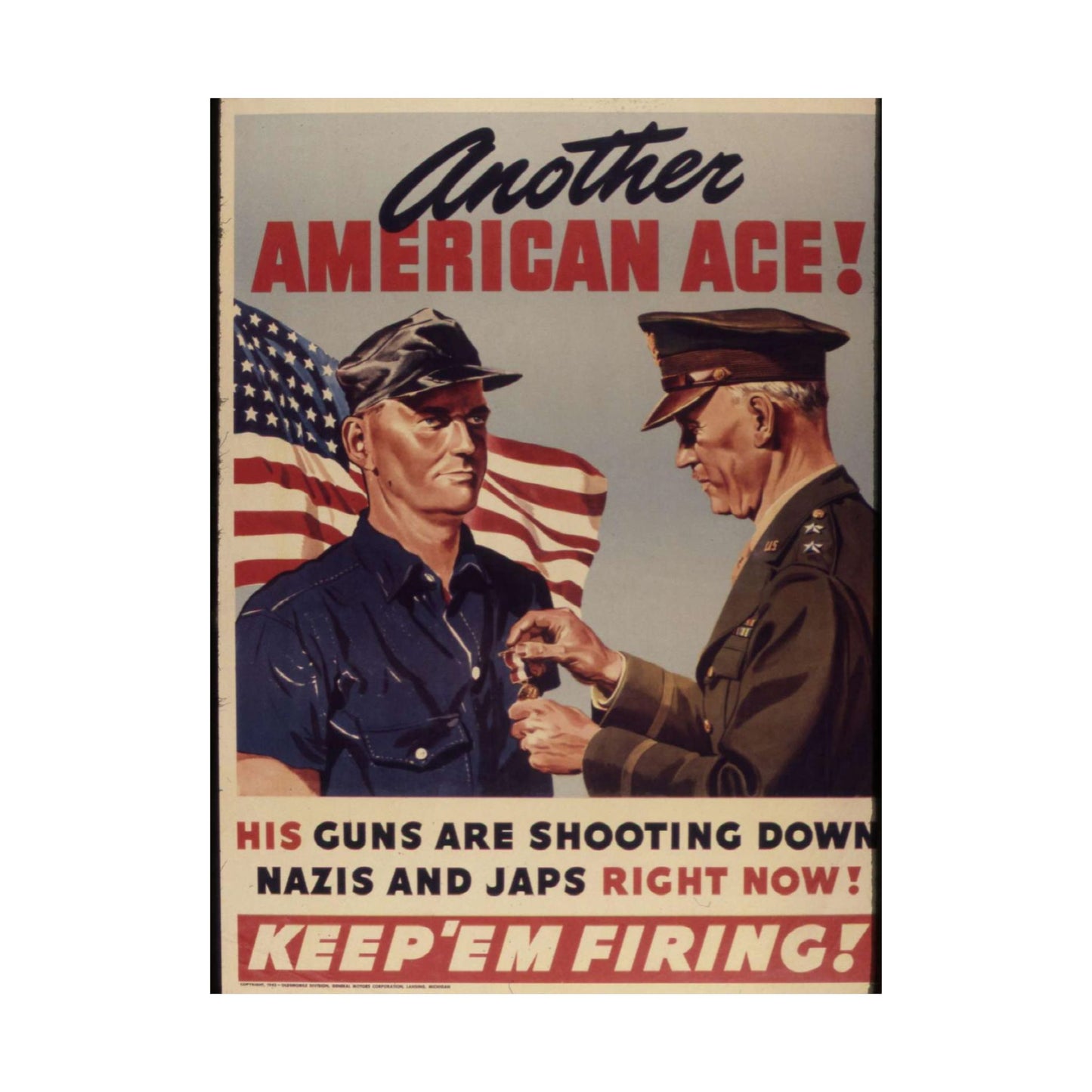 Another American ace^ His guns are shooting down Nazis and Japs right now^ Keep `em firing^ - NARA - 534905 High Quality Matte Wall Art Poster for Home, Office, Classroom