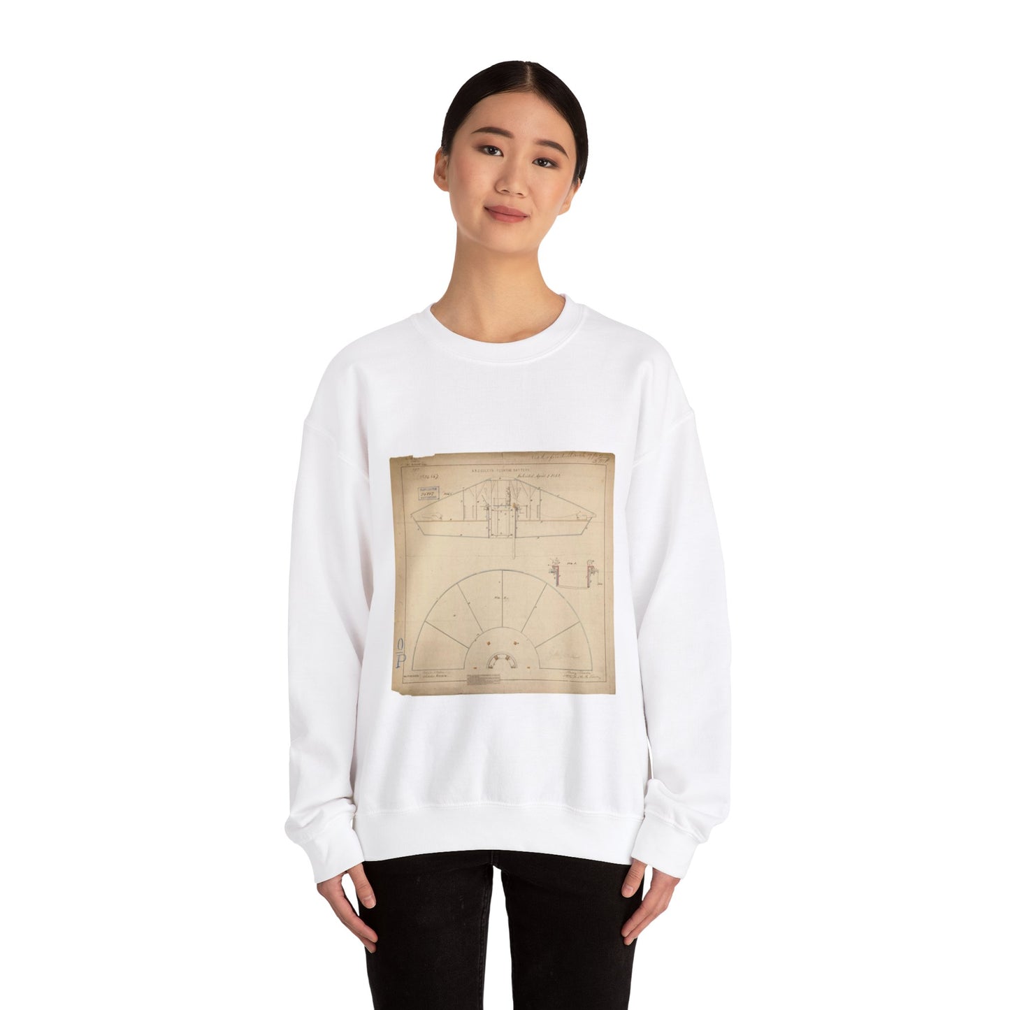 Patent drawing - Drawing of Floating Battery Public domain image White Heavy Blend Adult Crew Neck SweatShirt
