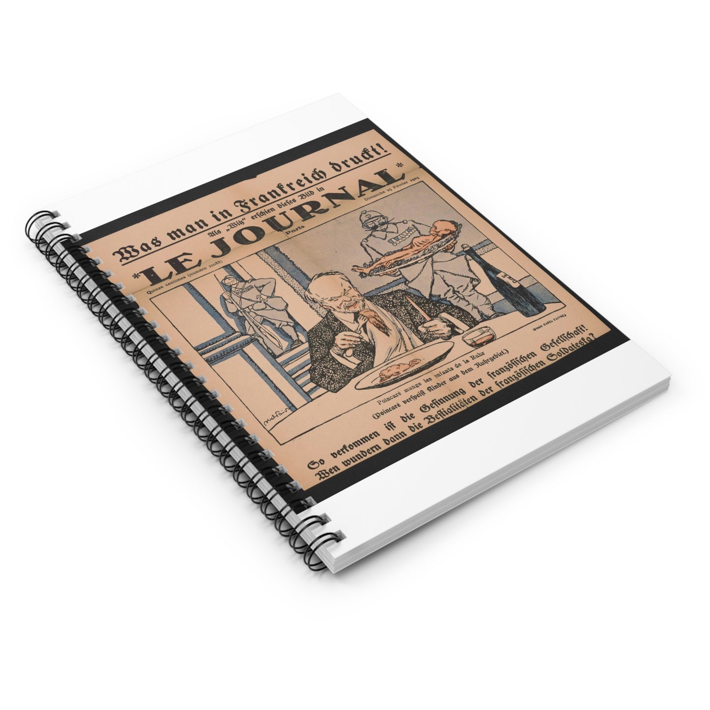 Poincare ́mange les enfants de la Ruhr Dessin d' Abel Faivre Spiral Bound Ruled Notebook with Printed Cover