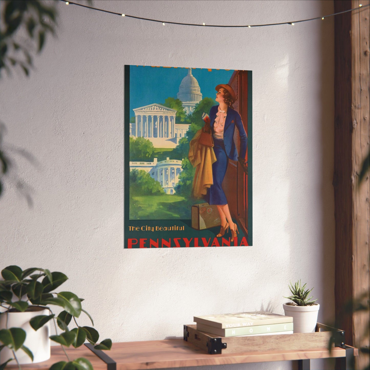 Washington—The City Beautiful, Pennsylvania Railroad poster, artwork by Edward Mason Eggleston High Quality Matte Wall Art Poster for Home, Office, Classroom
