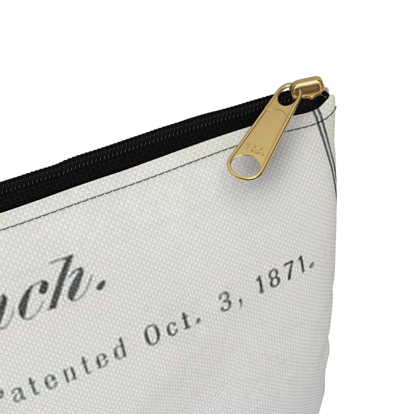 Patent Drawing of Engine - for J. Gates' Monkey Wrench Public domain image Large Organizer Pouch with Black Zipper