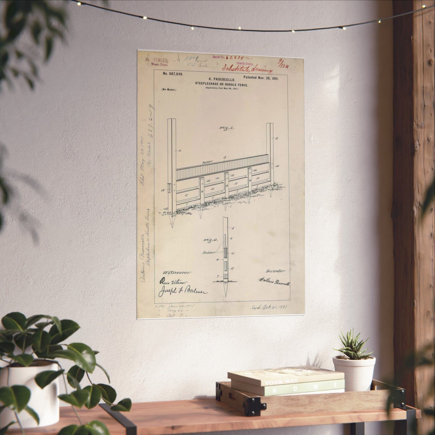 Patent Drawing of Engine - for A. Pascocello' Steeplechase or Hurdle Fence Public domain image High Quality Matte Wall Art Poster for Home, Office, Classroom