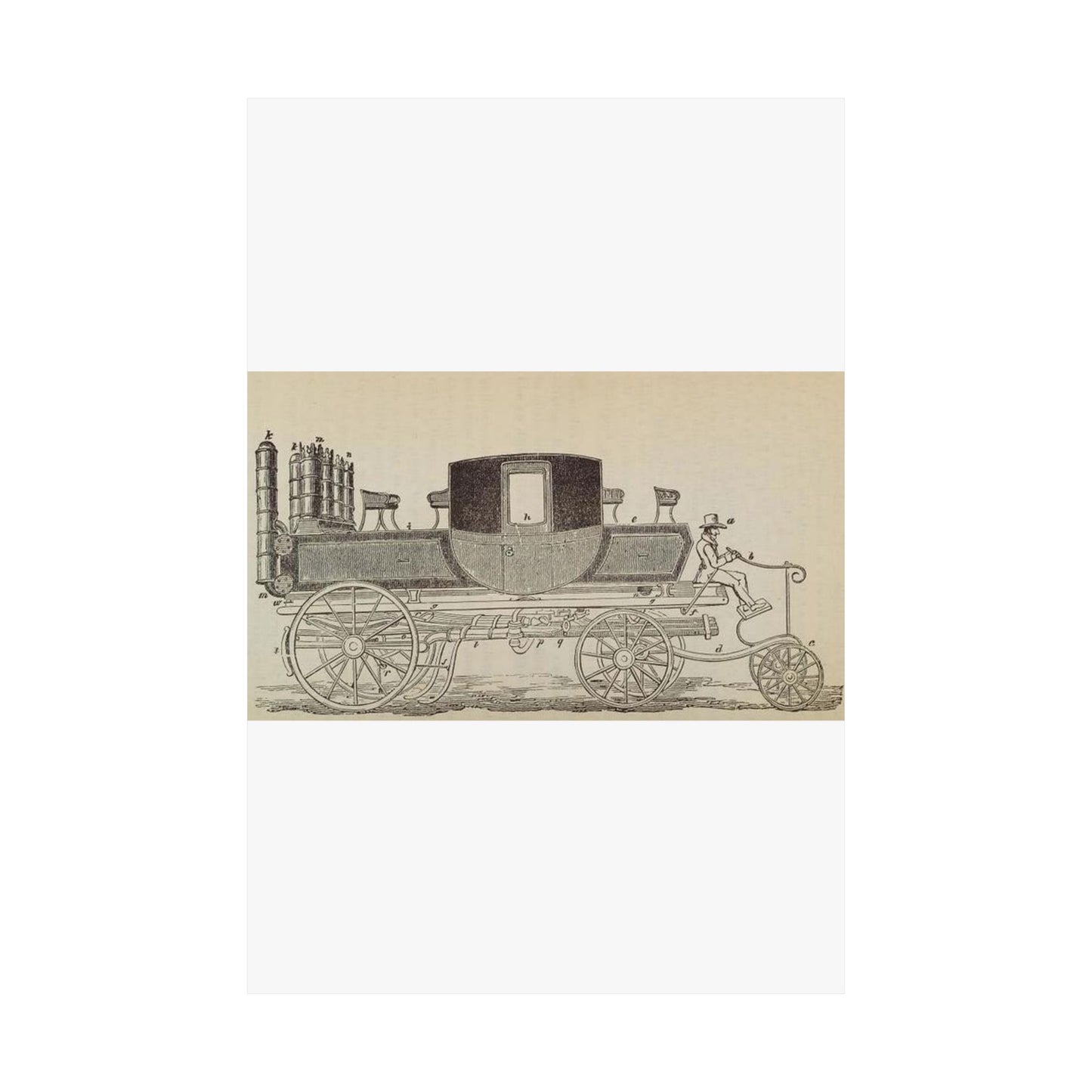 Patent Drawing of Engine - Patent steam carriage, by Mr. Goldsworthy Gurney, of Argyle Street, London, 1826 Public domain image High Quality Matte Wall Art Poster for Home, Office, Classroom