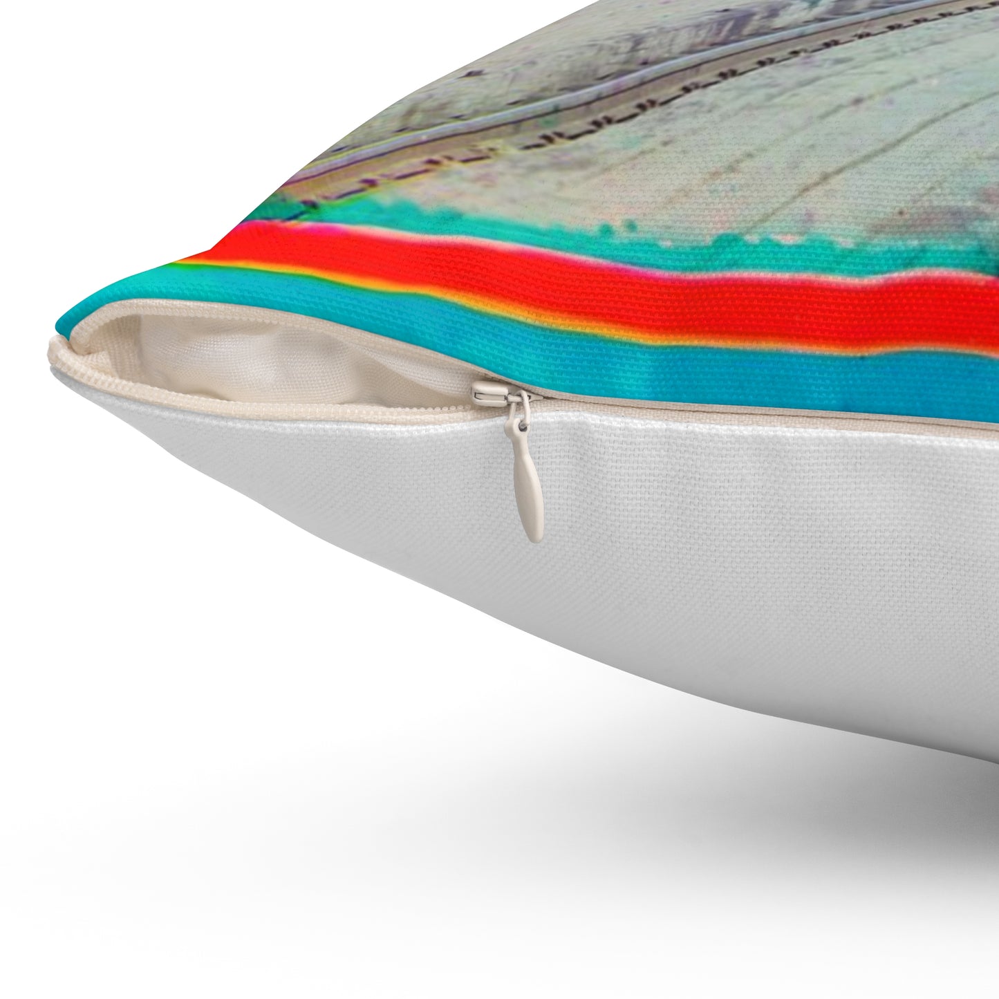 Sorochya Bay. Railroad dam in the Soroka inlet. Arkhangelsk Province, Russia. Decorative Accent Square Pillow