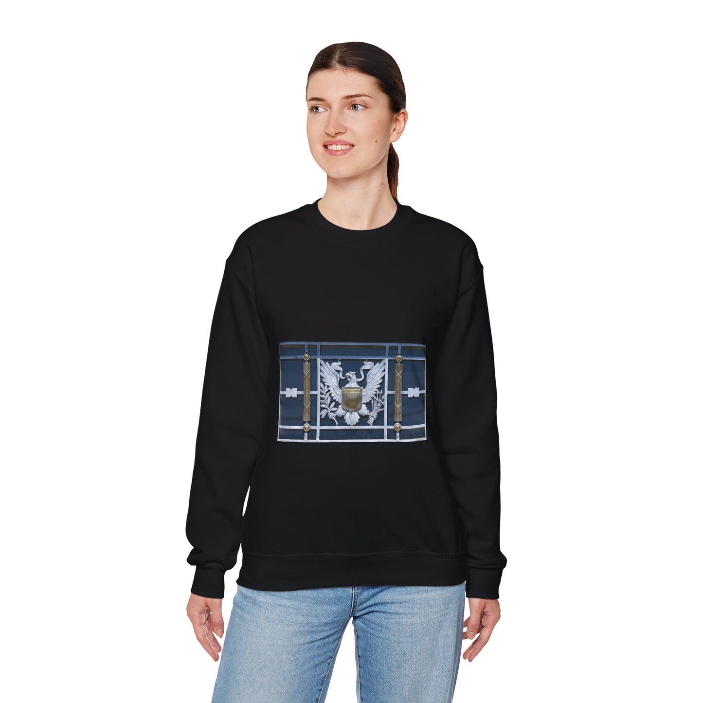 Door detail, Robert J. Nealon Federal Building and U.S. Courthouse, Scranton, Pennsylvania Black Heavy Blend Adult Crew Neck SweatShirt