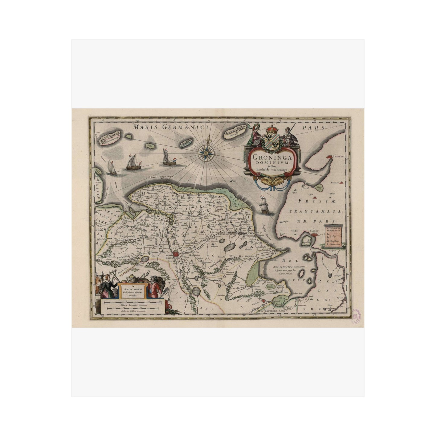 Blaeu 1645 - Groninga Dominium (2nd) High Quality Matte Wall Art Poster for Home, Office, Classroom