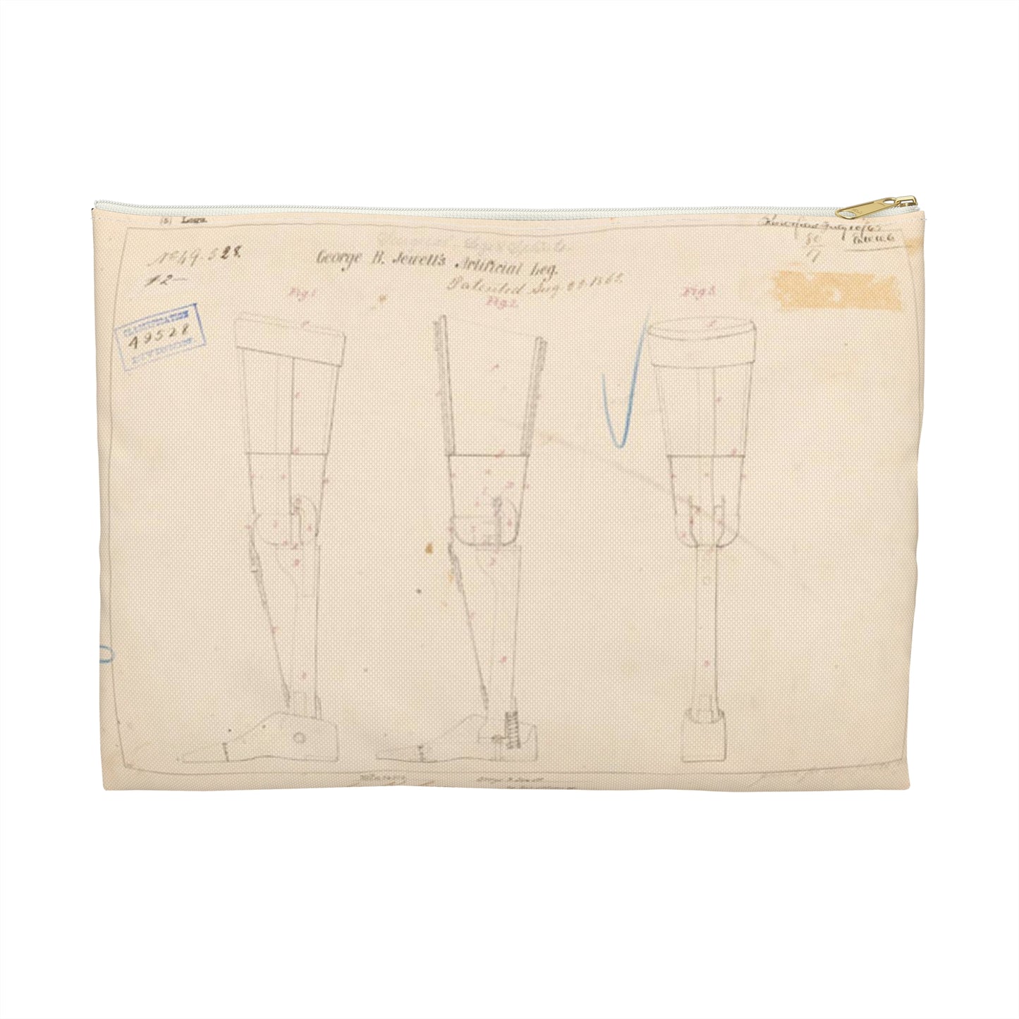 Patent drawing - Drawing of Artificial Leg Public domain image Large Organizer Pouch with Black Zipper