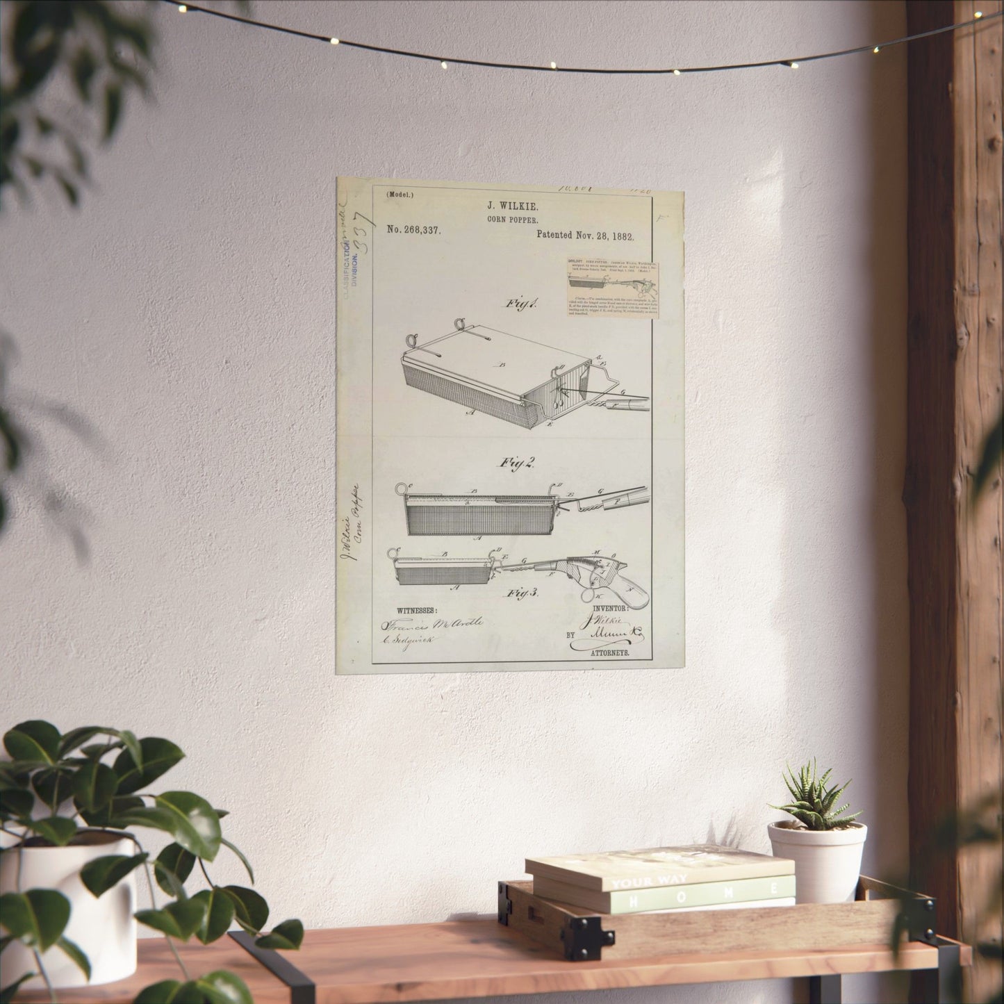 Patent Drawing of Engine - for J. Wilkie's Corn Popper Public domain image High Quality Matte Wall Art Poster for Home, Office, Classroom