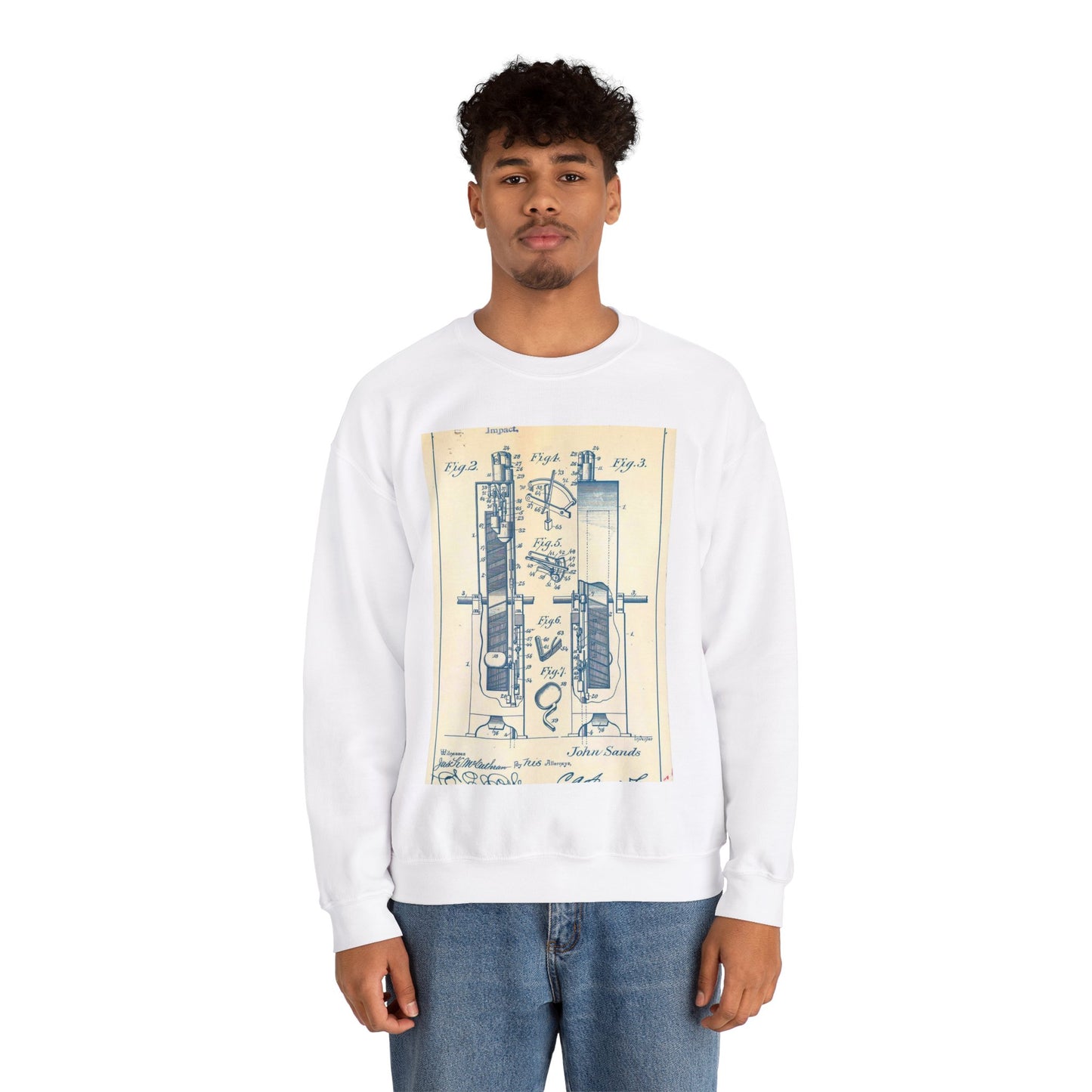 Patent Case File No. 659,901, Water Motor, Inventor- John Sands - DPLA - 6149326a69184505e4a8f617df084dcd (page 49) White Heavy Blend Adult Crew Neck SweatShirt