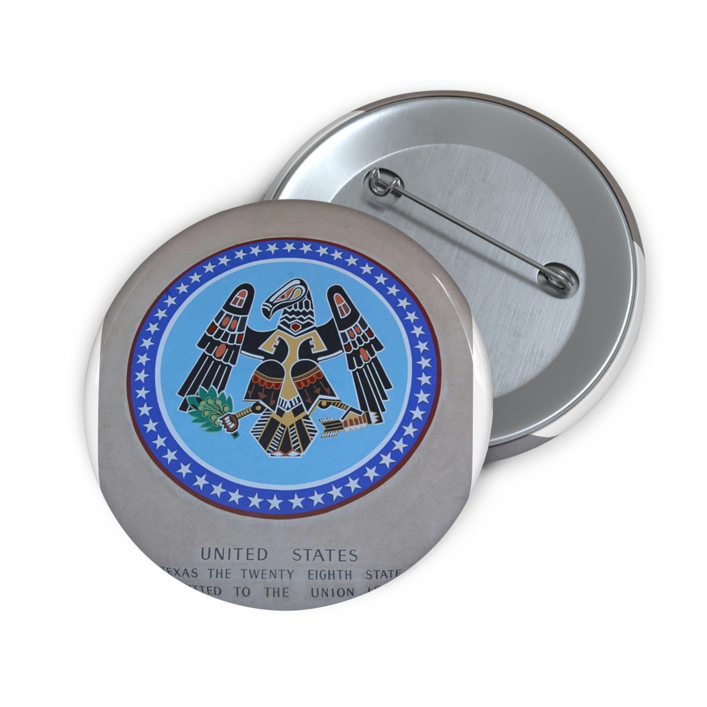 One of several medallions at Fair Park, depicting nations that have ruled all or much of the territory of Texas Pin Buttons with Crisp Design