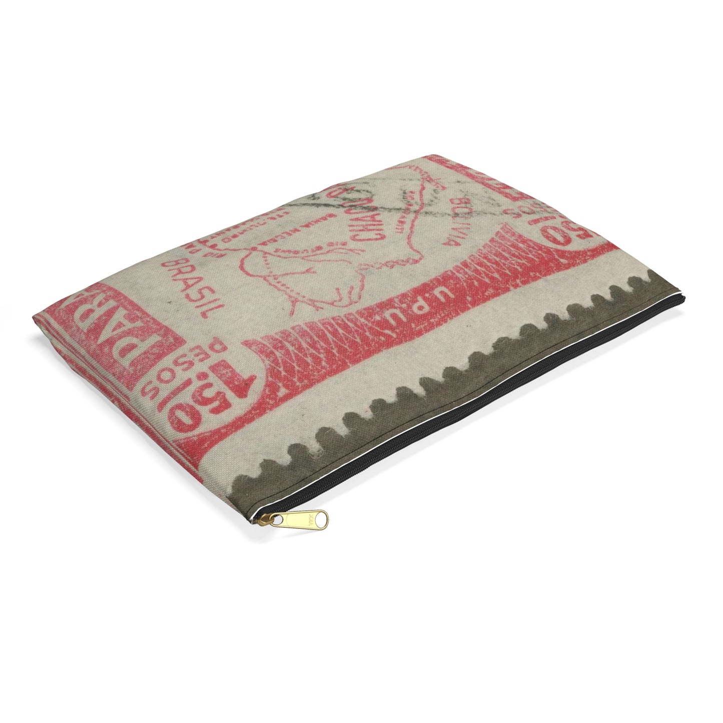 Frimärke ur Gösta Bodmans filatelistiska motivsamling, påbörjad 1950.Frimärke från Paraguay, 1935. Motiv av karta över Paraguay, Grand Chaco. Large Organizer Pouch with Black Zipper