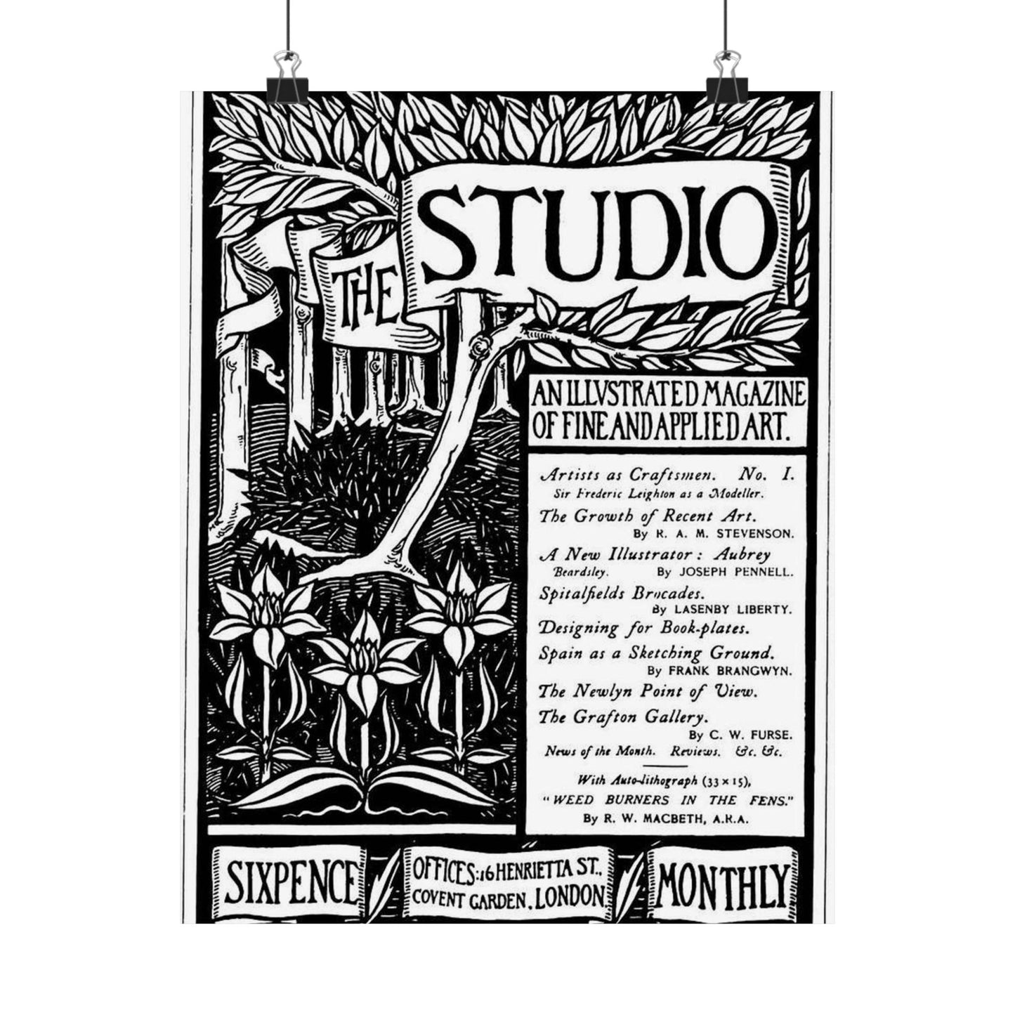 Aubrey Beardsley - Thestudiomagazinefirstcover High Quality Matte Wall Art Poster for Home, Office, Classroom