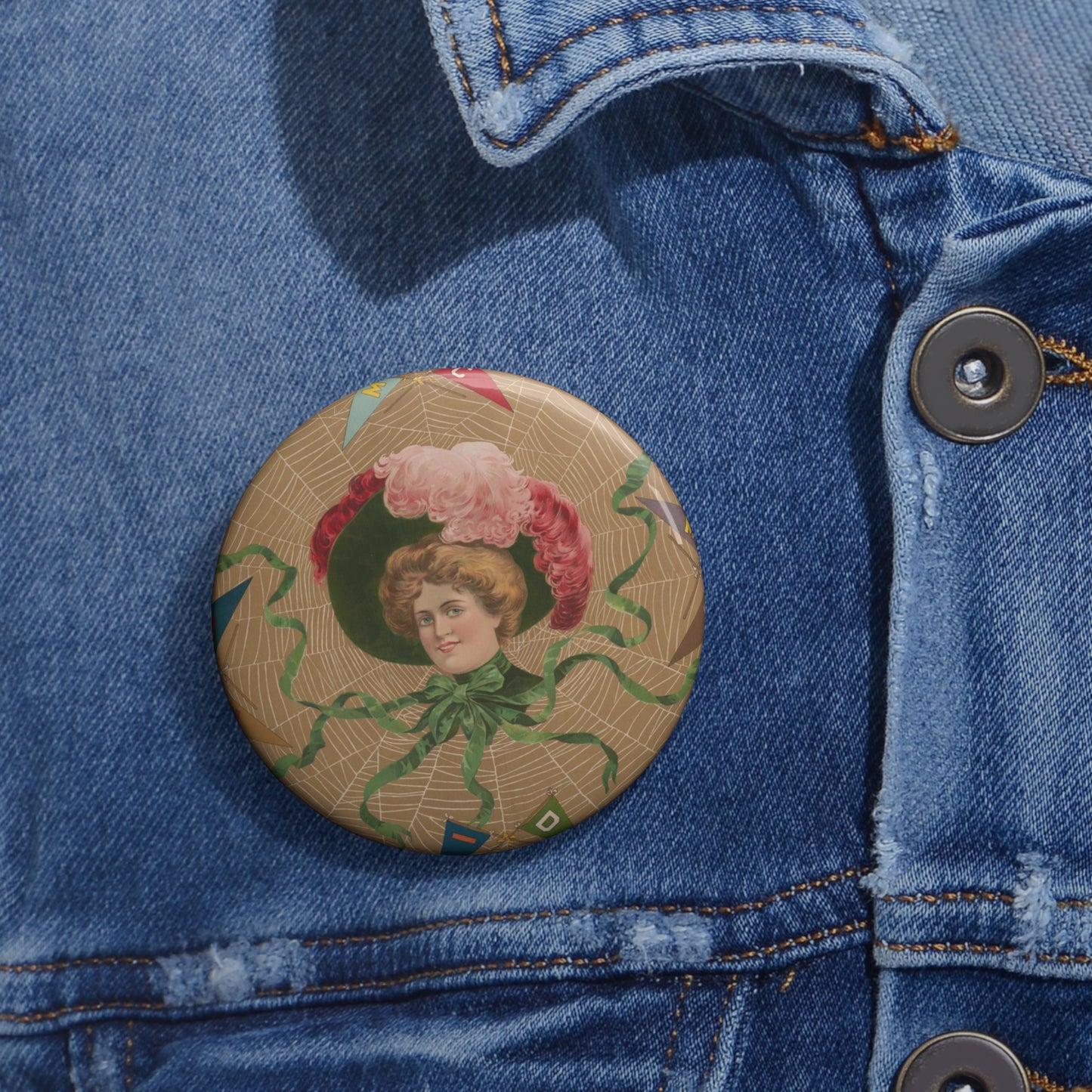 College widow - Print, Library of Congress collection Pin Buttons with Crisp Design