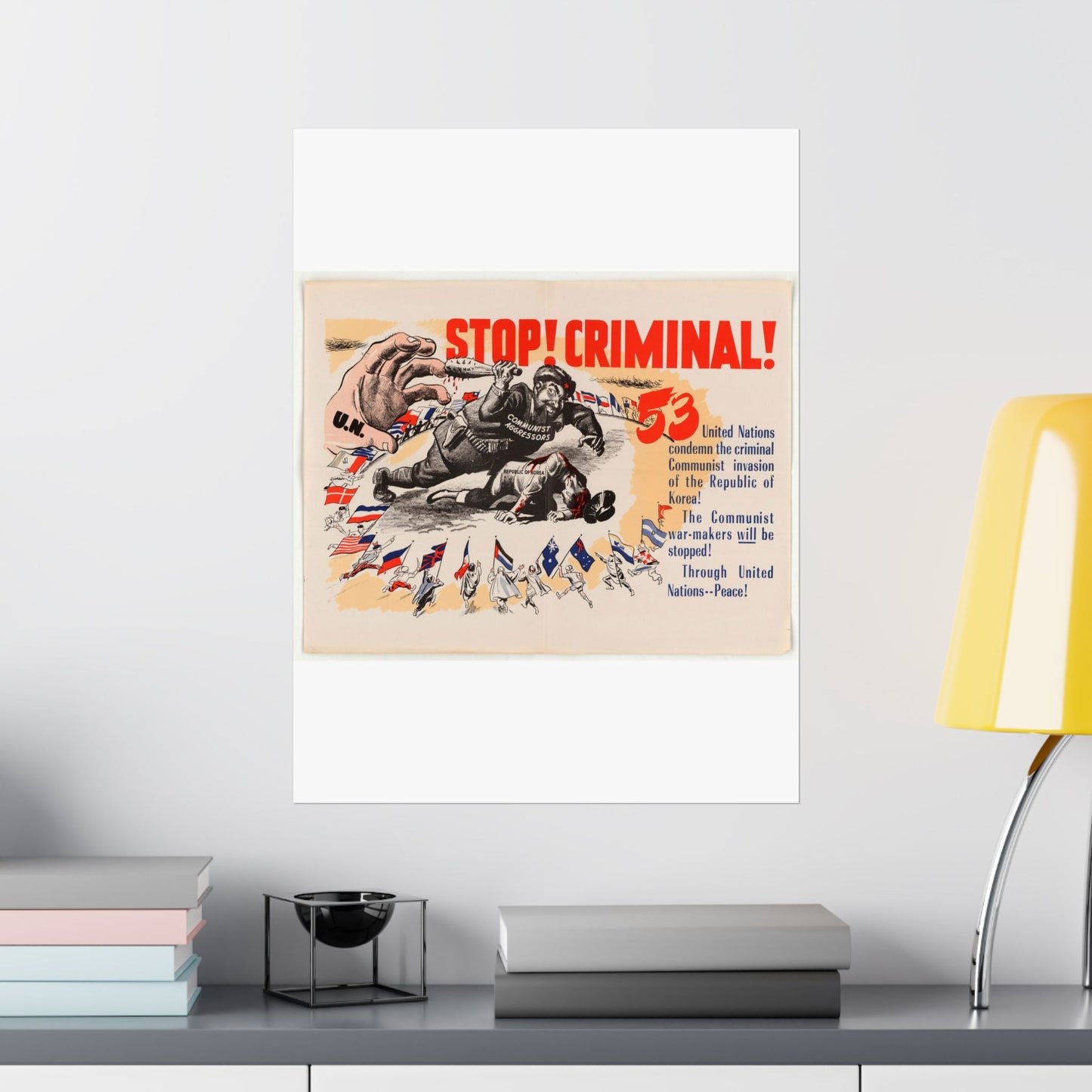 Stop Criminal!, Cold War American Propaganda poster High Quality Matte Wall Art Poster for Home, Office, Classroom
