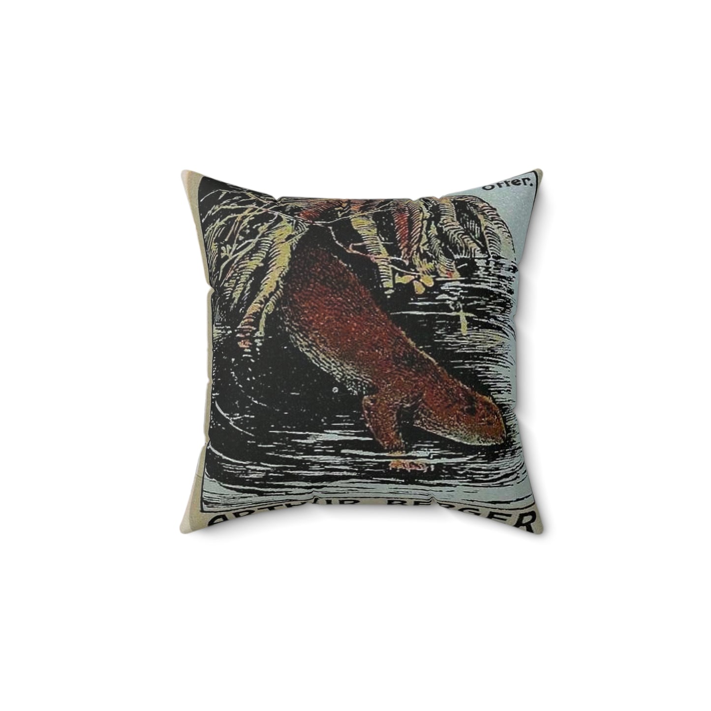 Arthur Berger, fur trader in Leipzig, c. 1910, brand advertisings (07) Decorative Accent Square Pillow