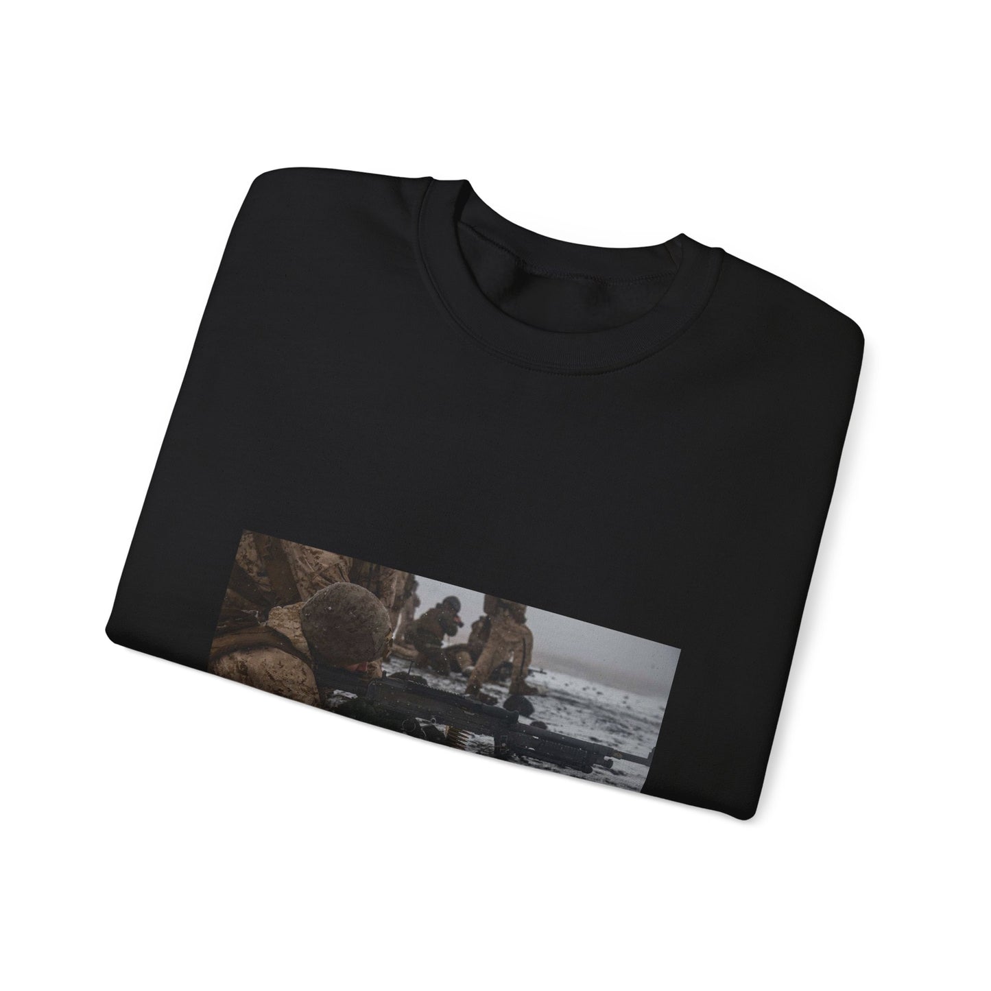U.S. Marine Corps Lance Cpl. Jimmy Medders, a machine Black Heavy Blend Adult Crew Neck SweatShirt