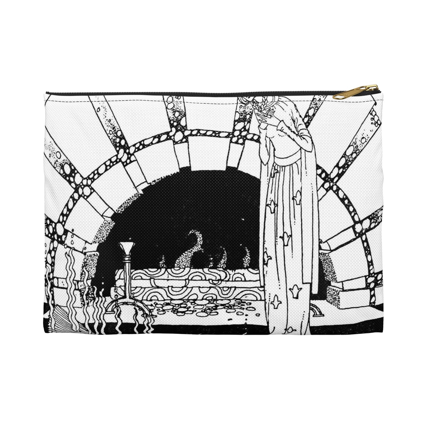 Old french fairy tales 0182 - Art nouveau public domain image Large Organizer Pouch with Black Zipper