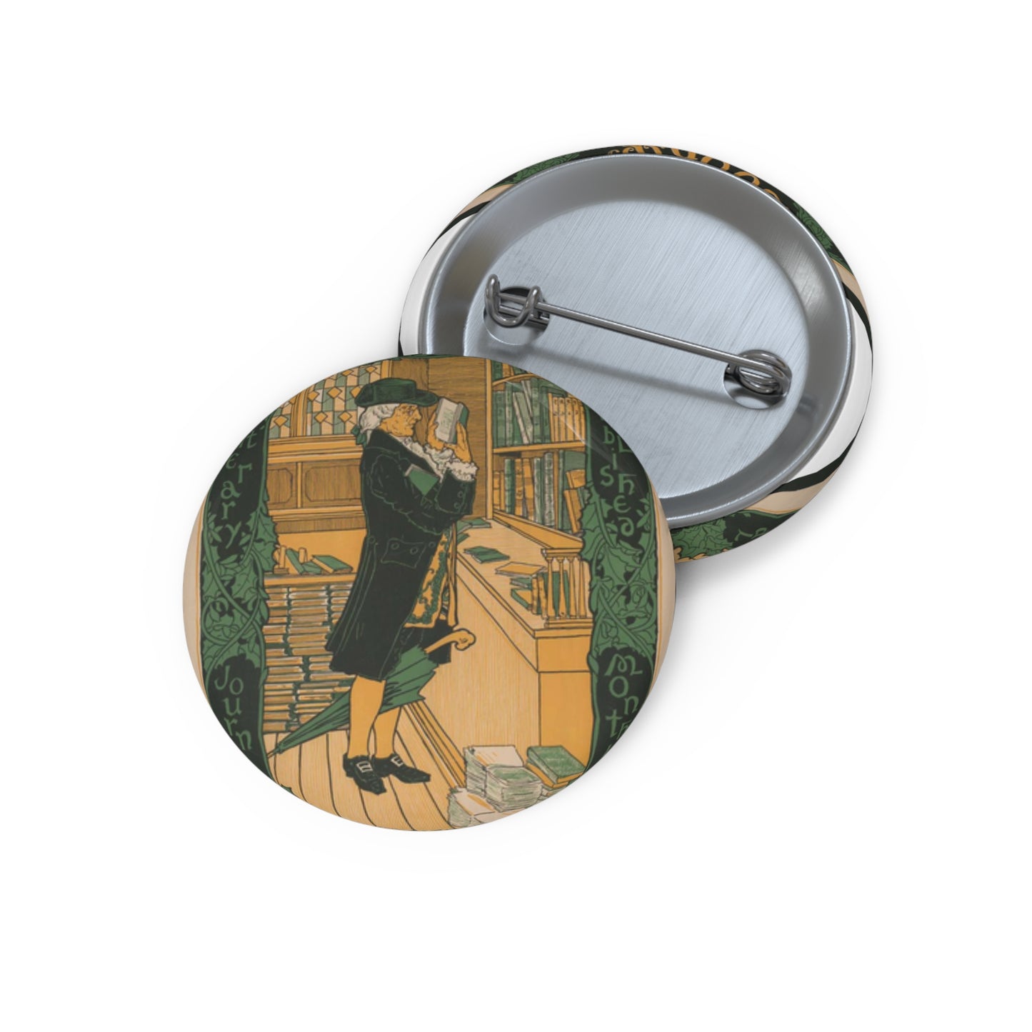 Louis Rhead - The bookman, Christmas number (2015646907) Pin Buttons with Crisp Design