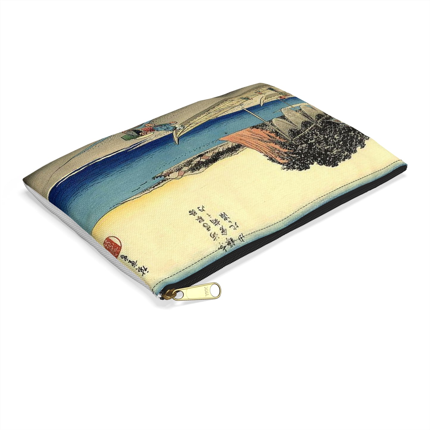 Utagawa Hiroshige - Hiroshige, Yuigahama Large Organizer Pouch with Black Zipper