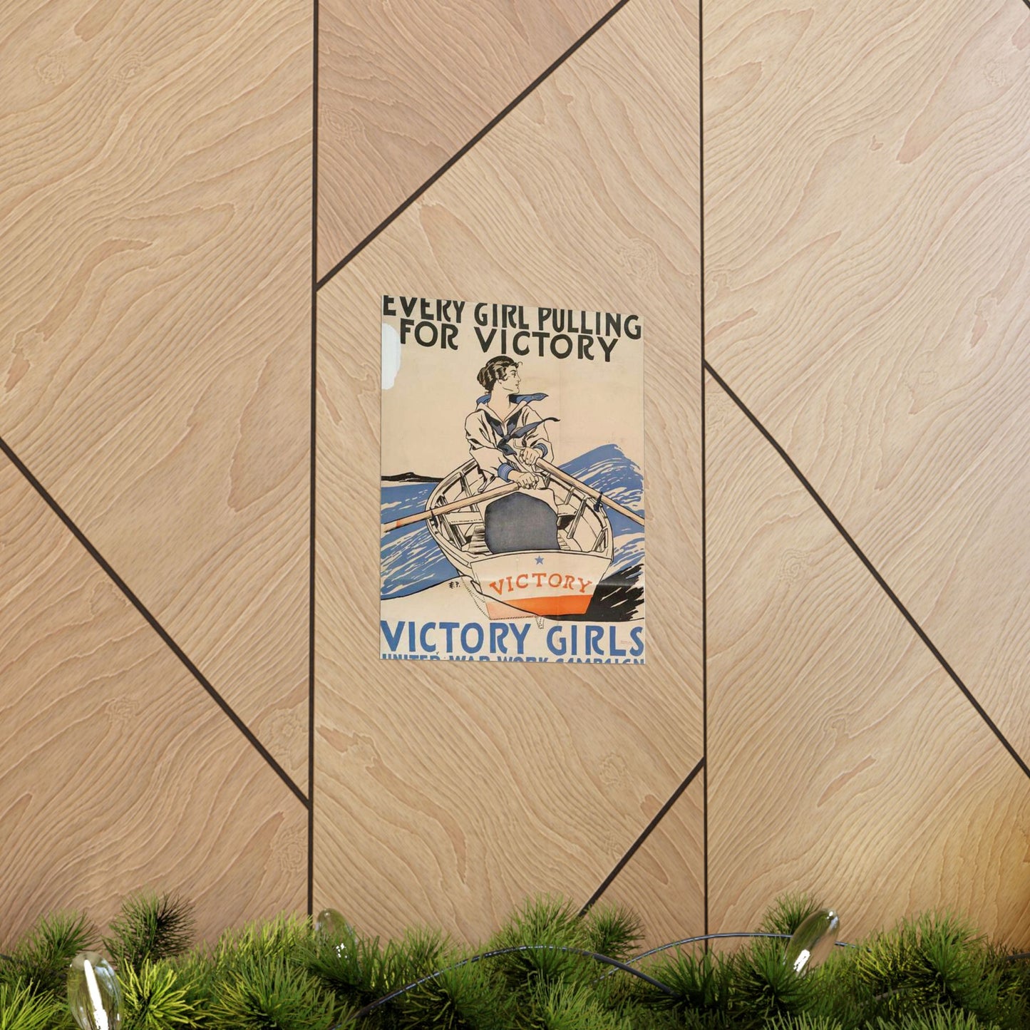 Every Girl Pulling for Victory, Victory Girls United War Work Campaign High Quality Matte Wall Art Poster for Home, Office, Classroom