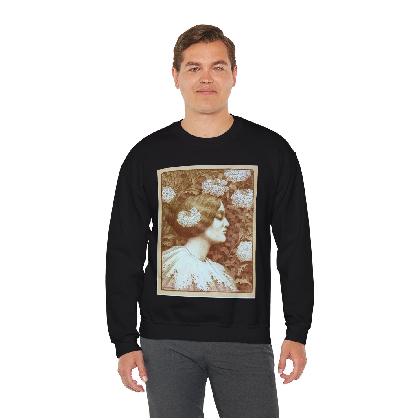 Paul Emile Berthon - Dessin original pour les "Maîtres de l'Affiche". Black Heavy Blend Adult Crew Neck SweatShirt