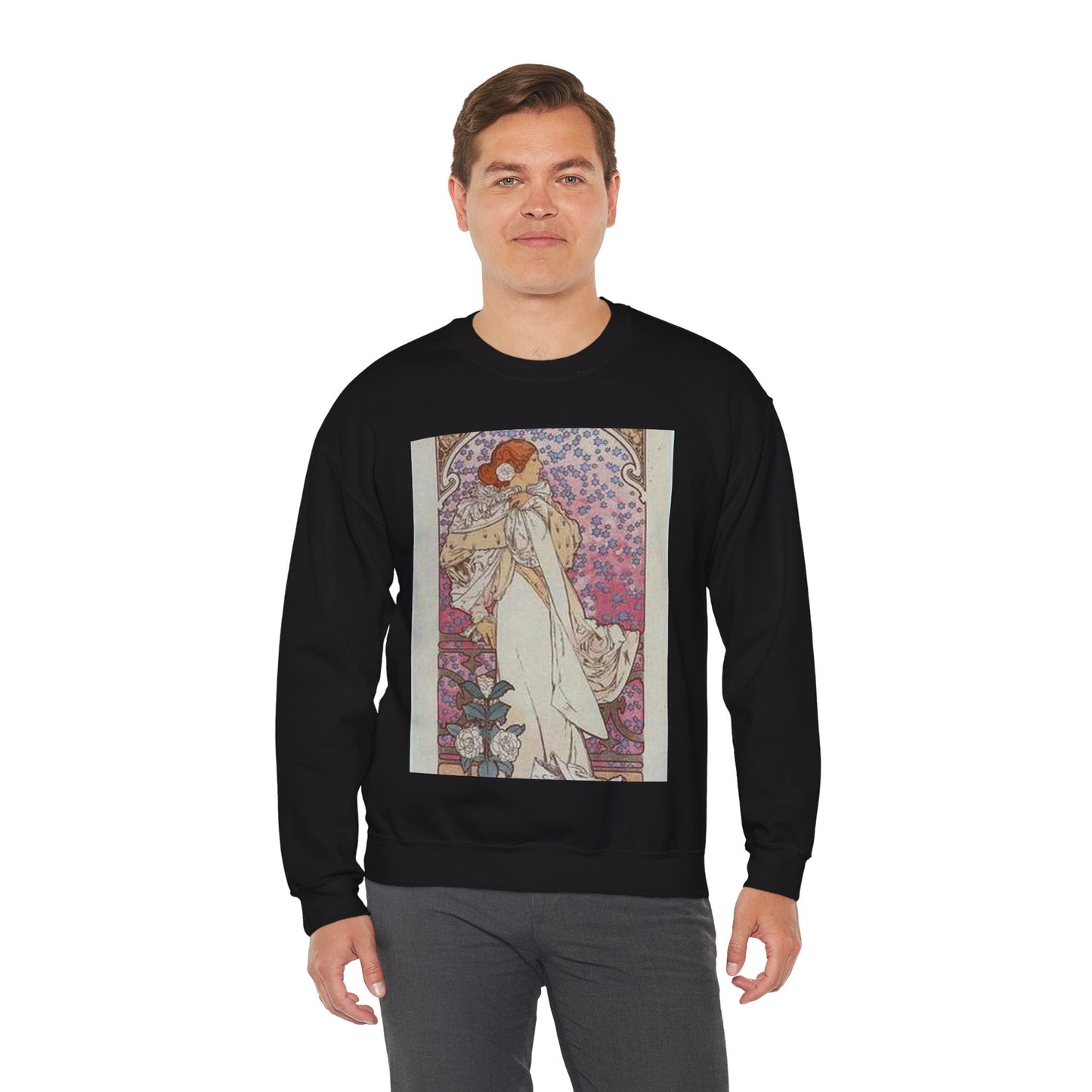 Affiche pour le Théâtre de la Renaissance, "la Dame aux Camélias". Black Heavy Blend Adult Crew Neck SweatShirt
