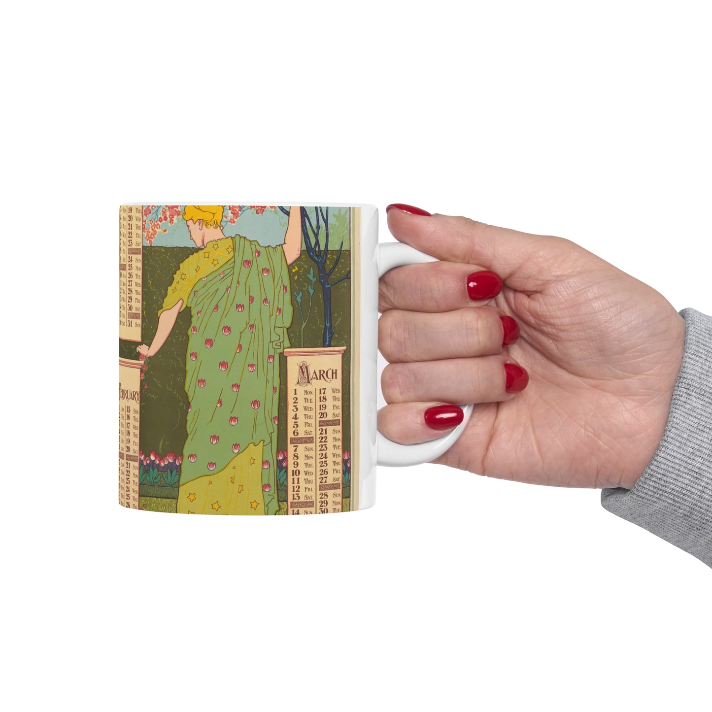 Louis Rhead - January, February, March Beautiful Novelty Ceramic Coffee Mug 11oz