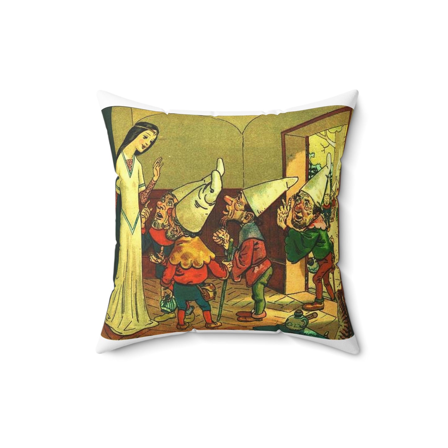 Franz Jüttner Schneewittchen 5 - Drawing. Public domain image. Decorative Accent Square Pillow