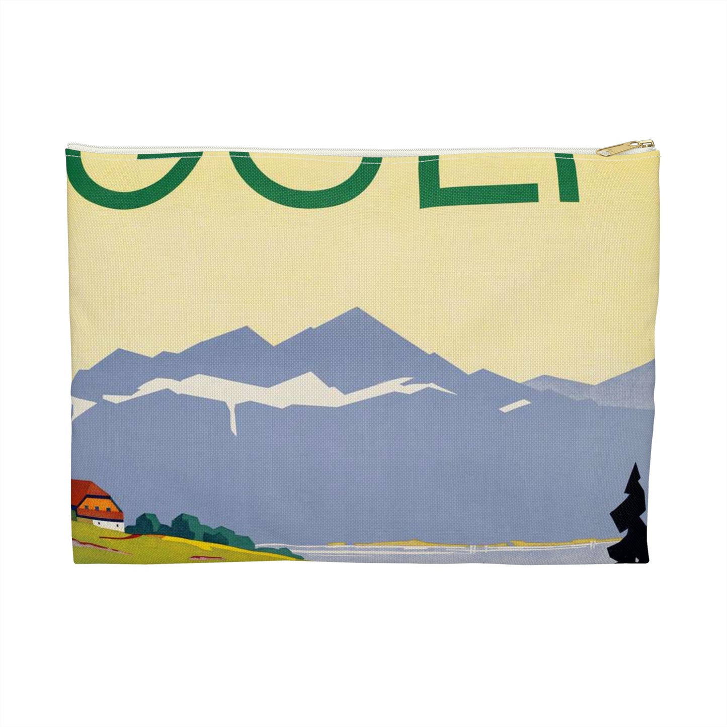 Poster - Golf. Lausanne - Public domain lithograph Large Organizer Pouch with Black Zipper