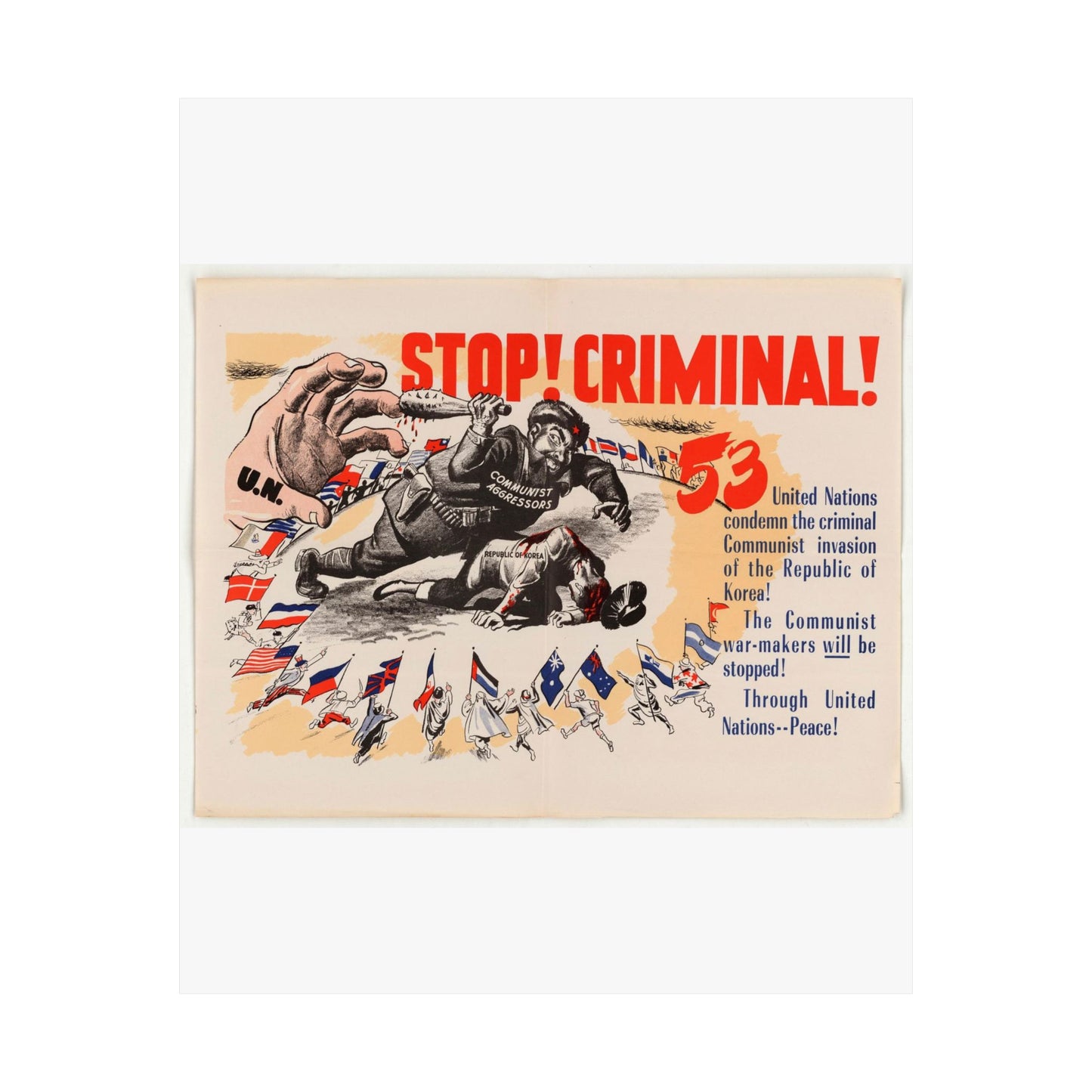 Stop Criminal!, Cold War American Propaganda poster High Quality Matte Wall Art Poster for Home, Office, Classroom