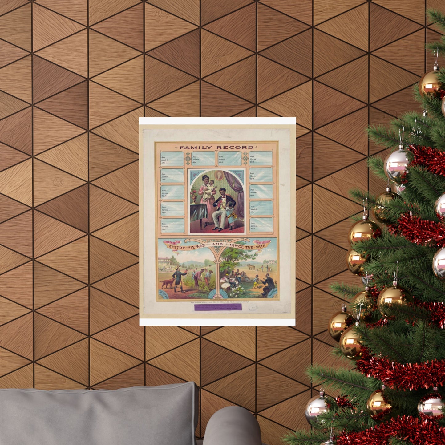 Family record. Before the war and since the war / Krebs Lithographing Company, Cincinnati. High Quality Matte Wall Art Poster for Home, Office, Classroom